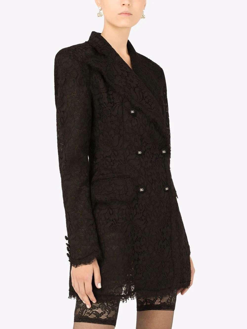 double breasted lace blazer - 5