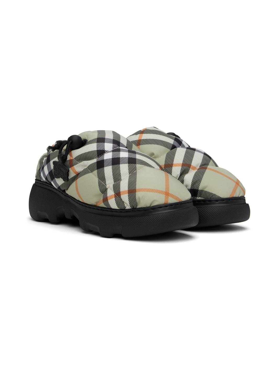 Green Check Nylon Pillow Loafers - 4
