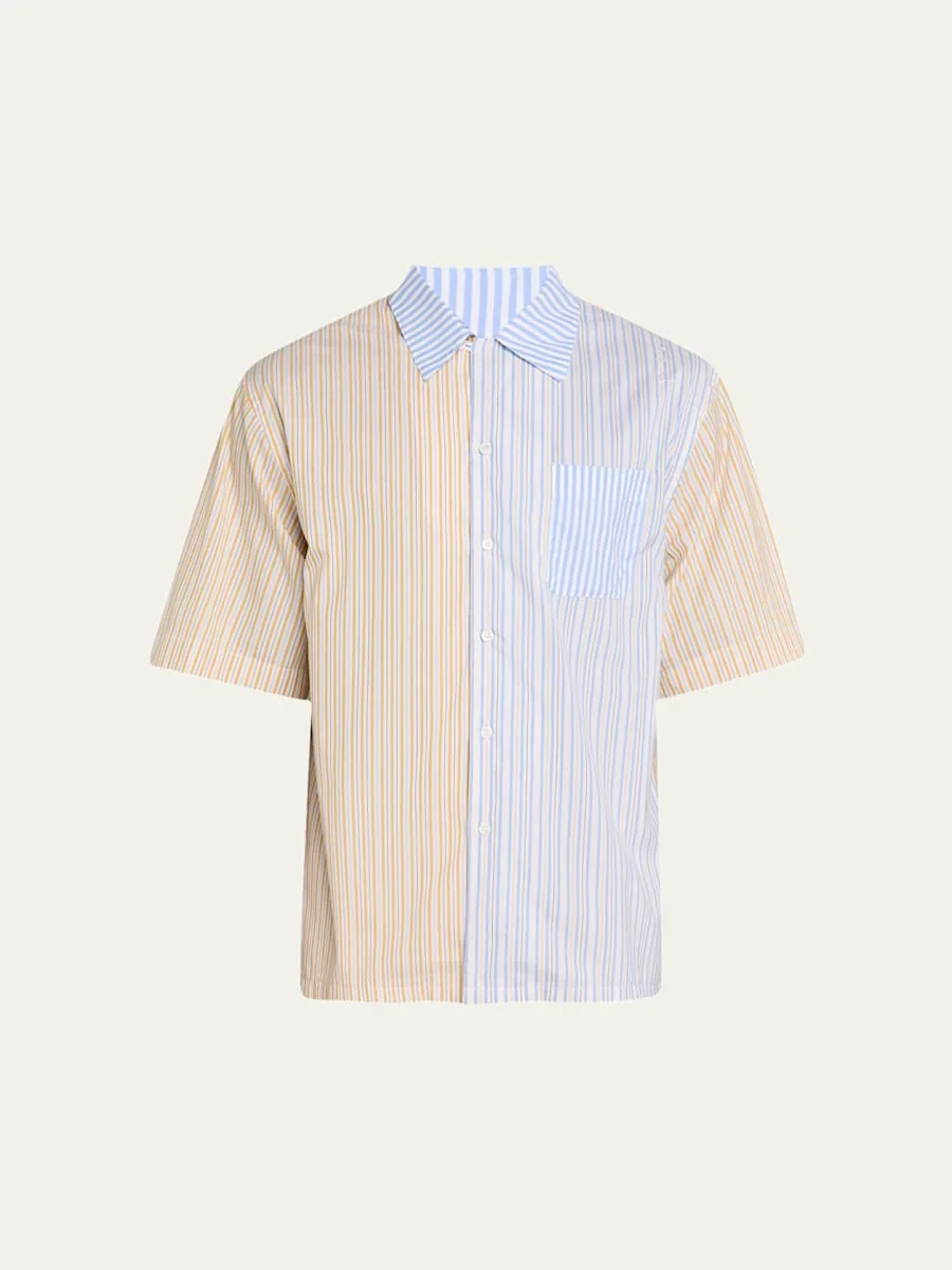 Men's Mixed Stripe Poplin Bowling Shirt - 1