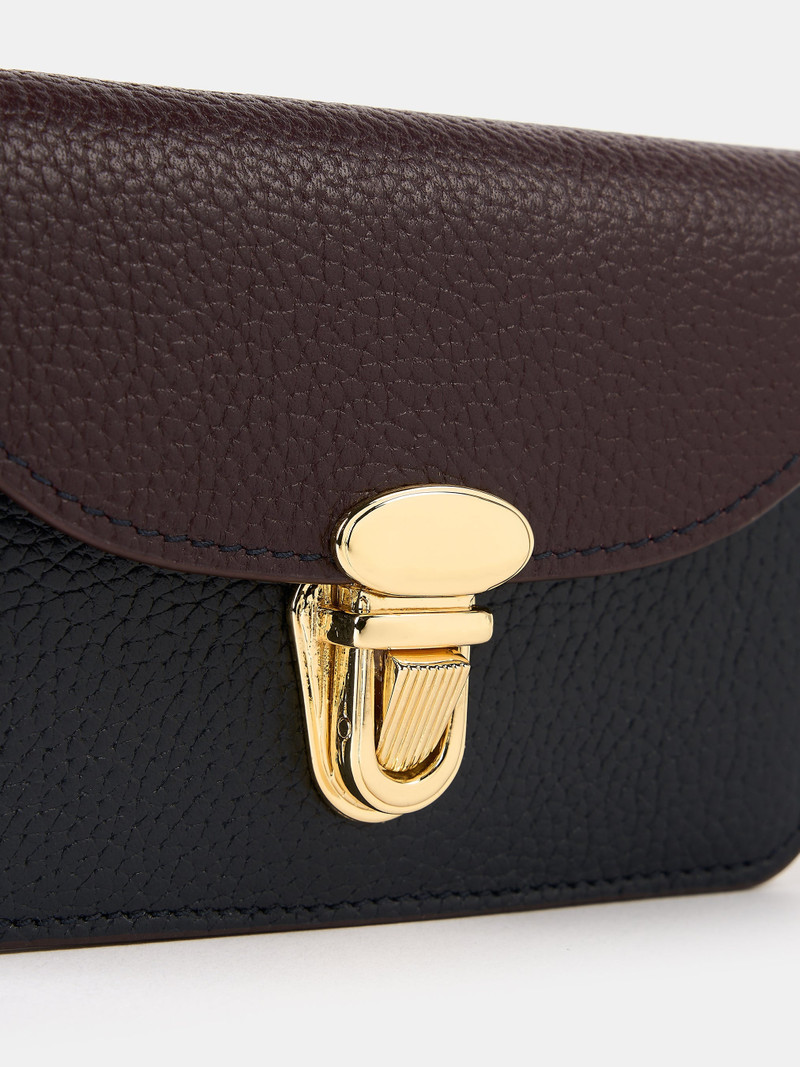 The Small Push Lock Purse - Bordeaux, Midnight & Clay Madras Grain 3