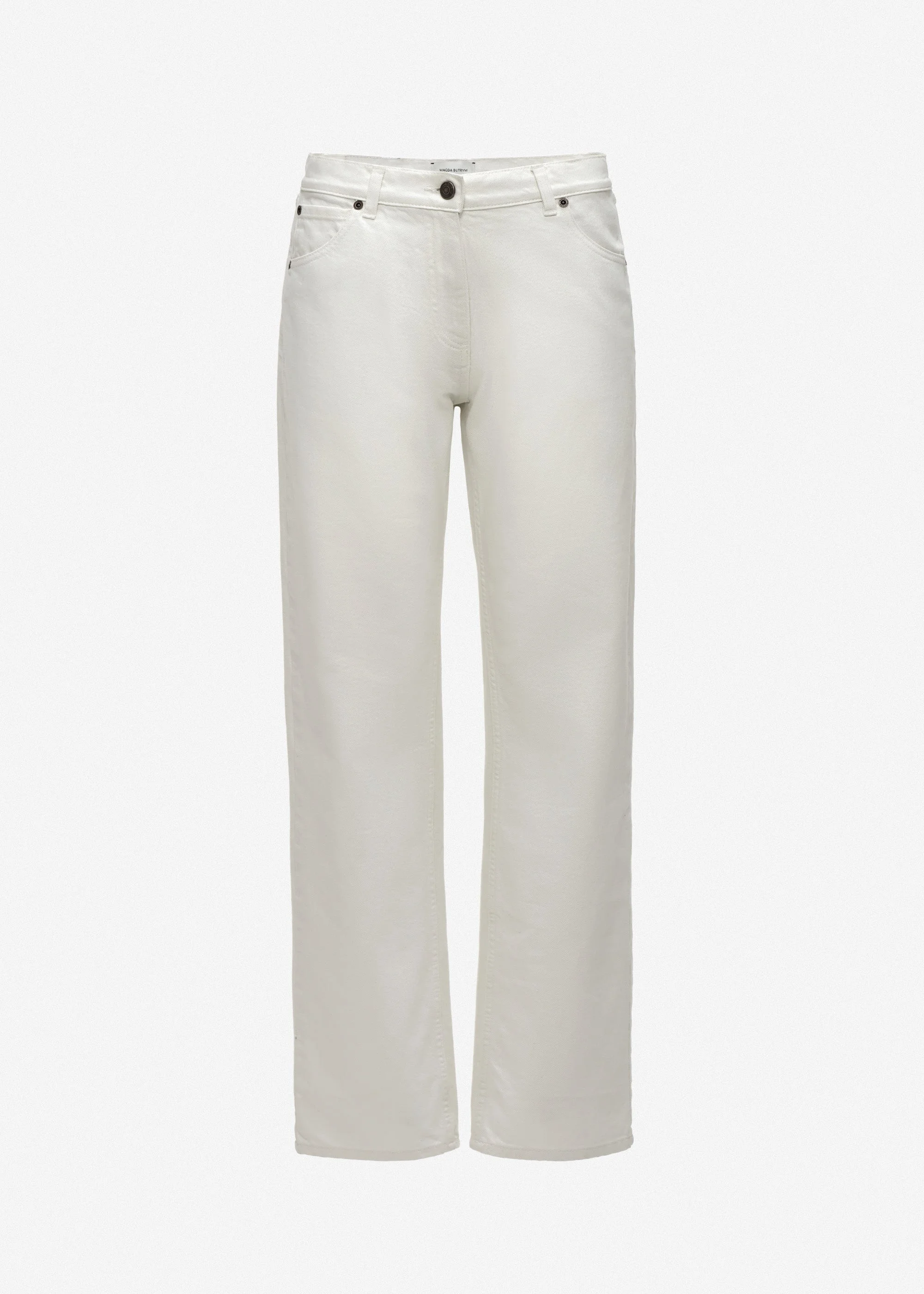 Denim mid-waist straight-leg jeans in cream - 1