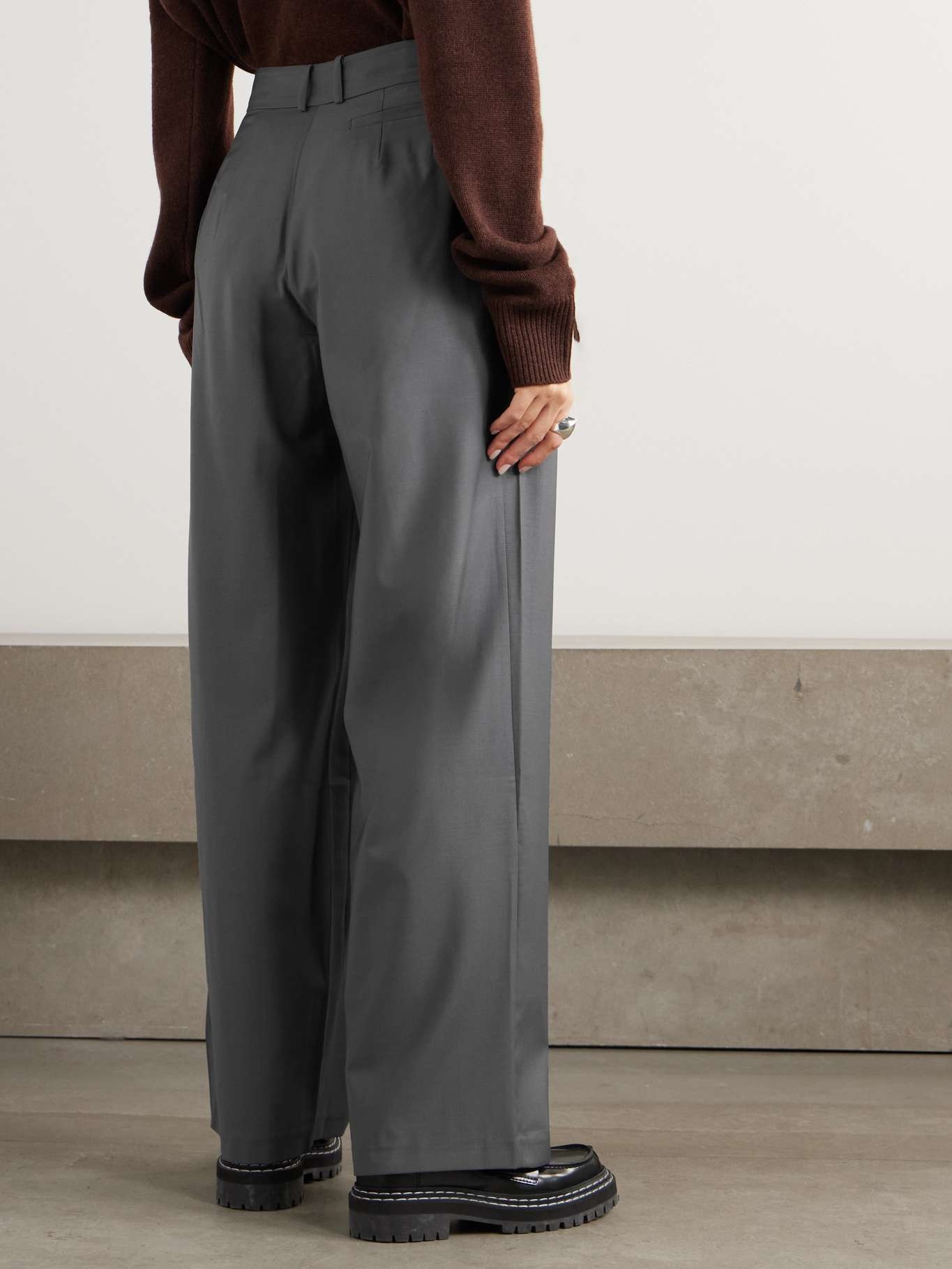 Ripley pleated grain de poudre wide-leg pants - 4