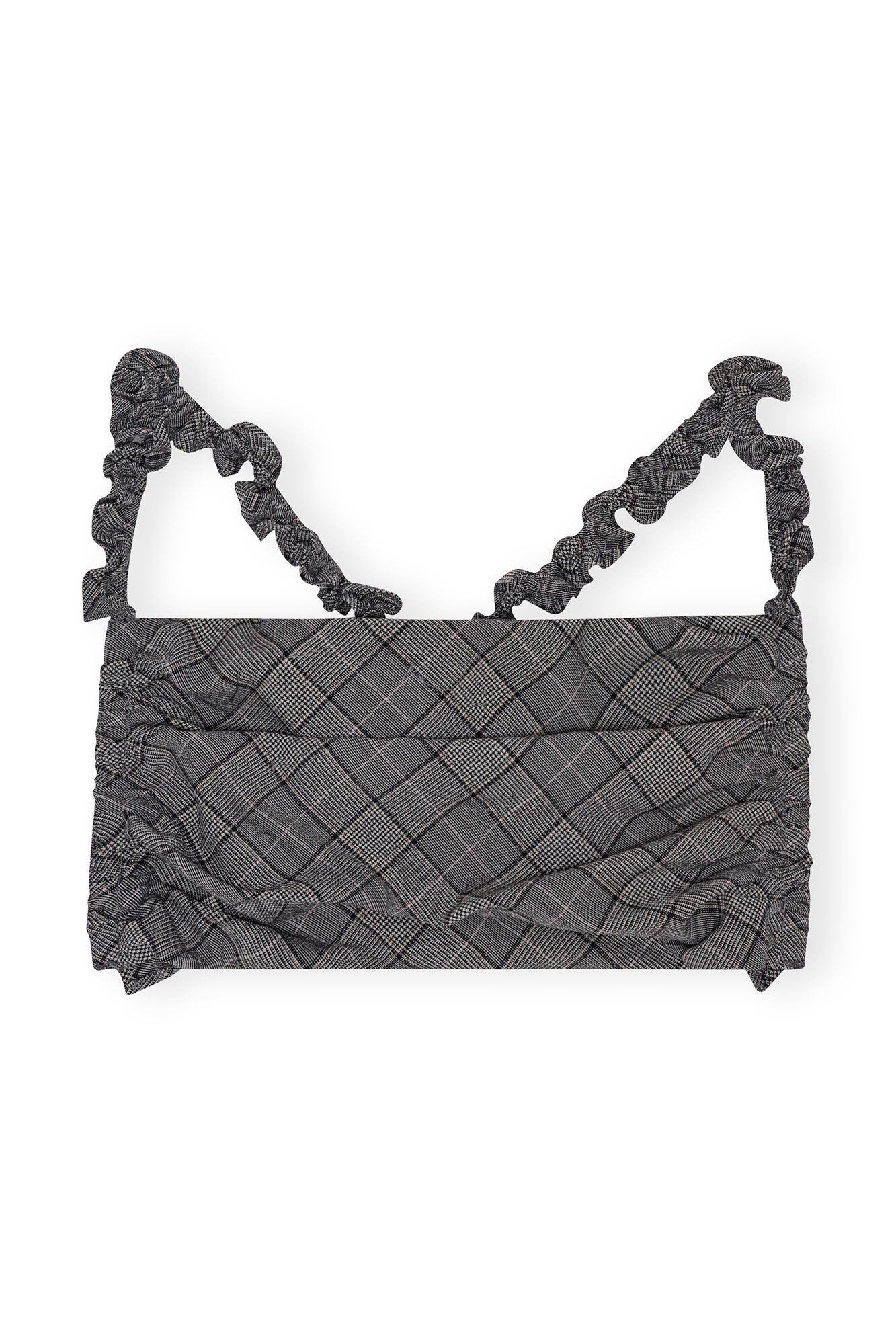 GREY CHECKERED MIX RUCHED TOP - 1