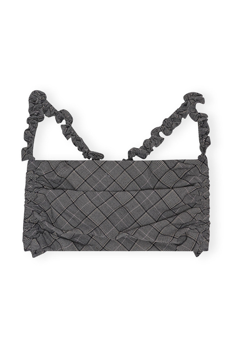 GREY CHECKERED MIX RUCHED TOP - 1