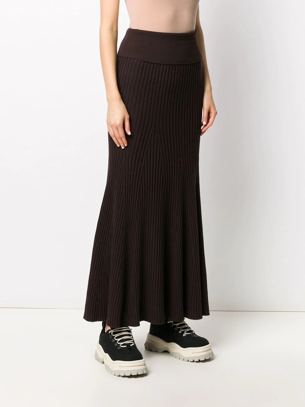 ribbed pleated long skirt - 3