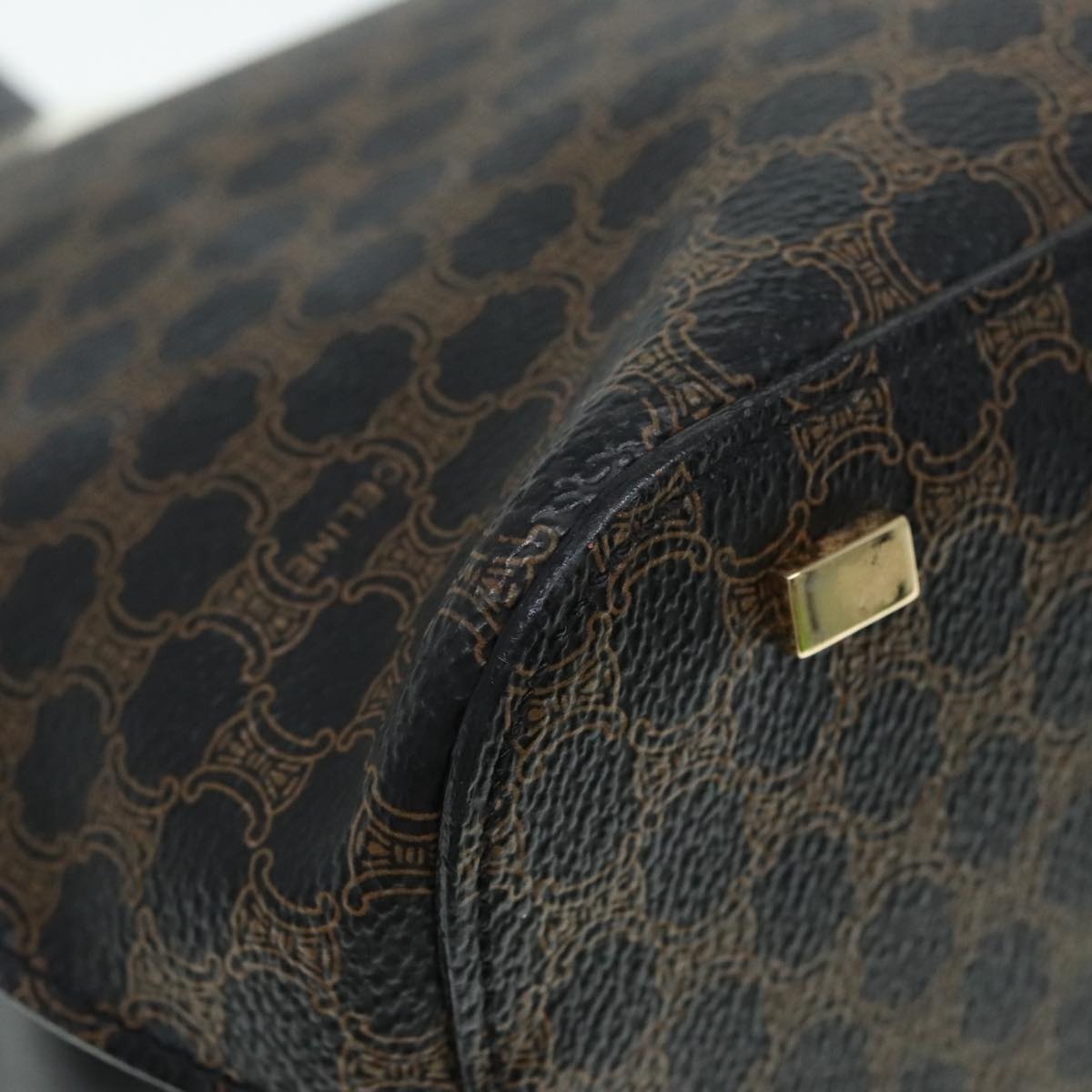 CELINE Macadam Canvas Hand Bag Pvc Black - 15