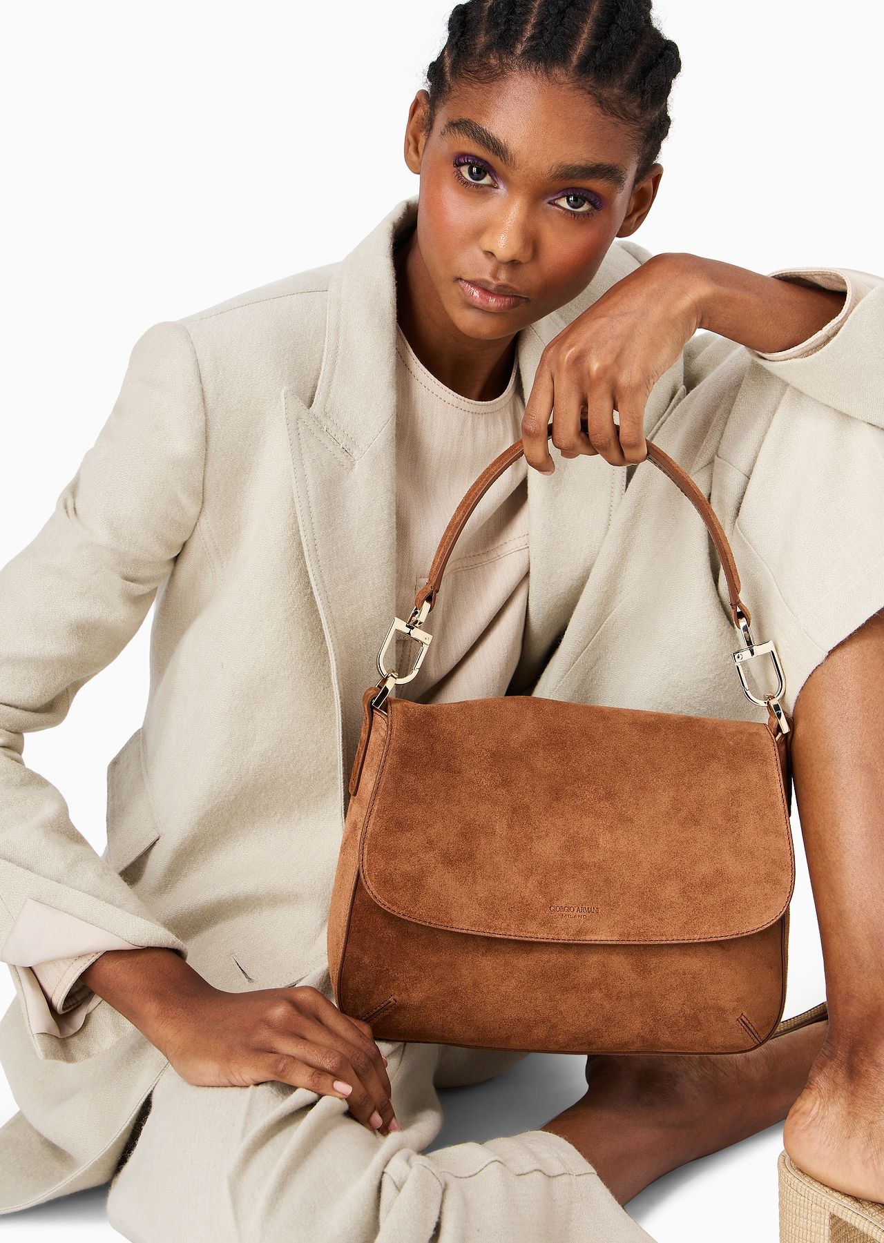 Medium la Prima Soft baguette bag in suede - 7