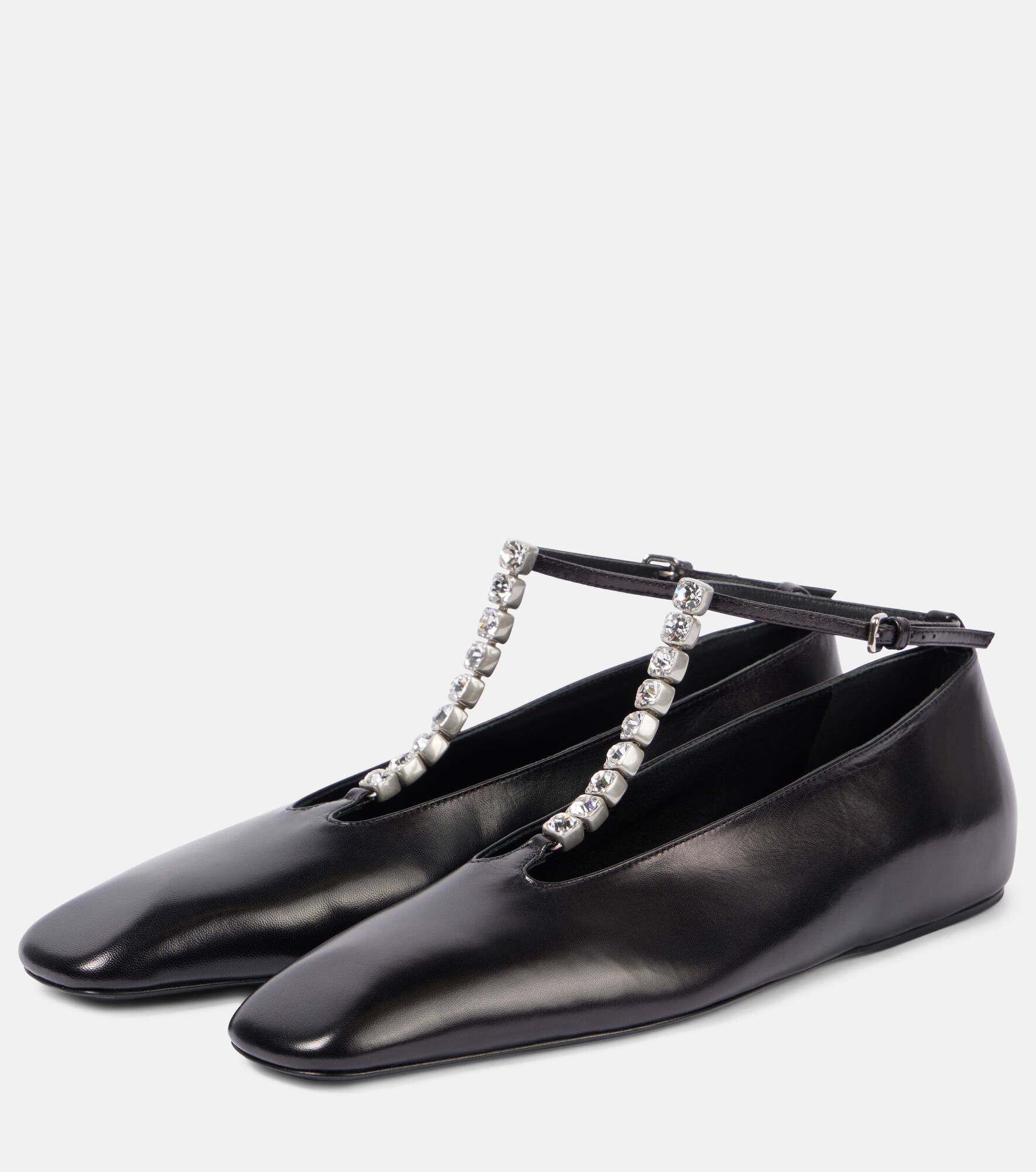 Embellished leather ballet flats - 5