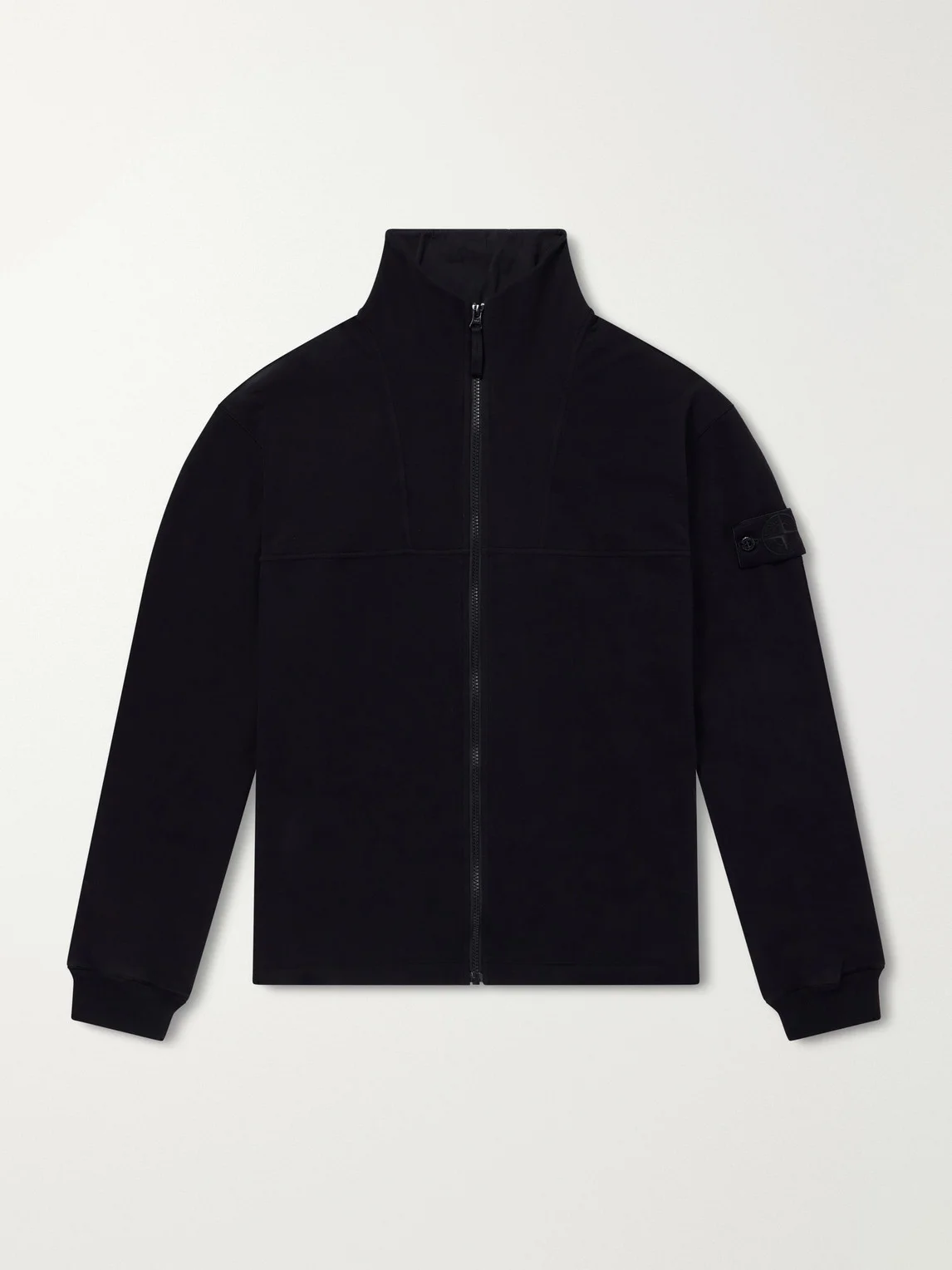 STONE ISLAND GHOST Cotton-Blend Fleece Zip-Up Sweater - 1