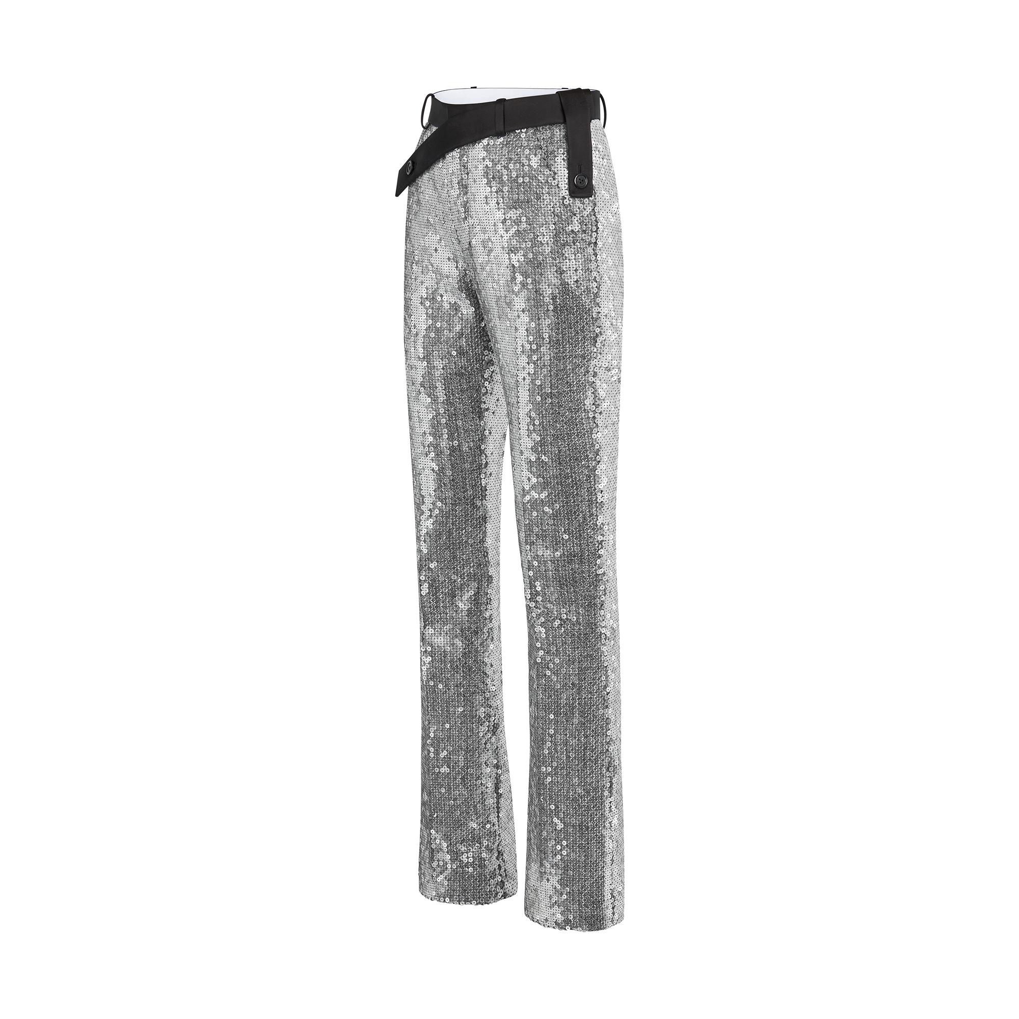 Allover Sequin Straight-Cut Pants - 2