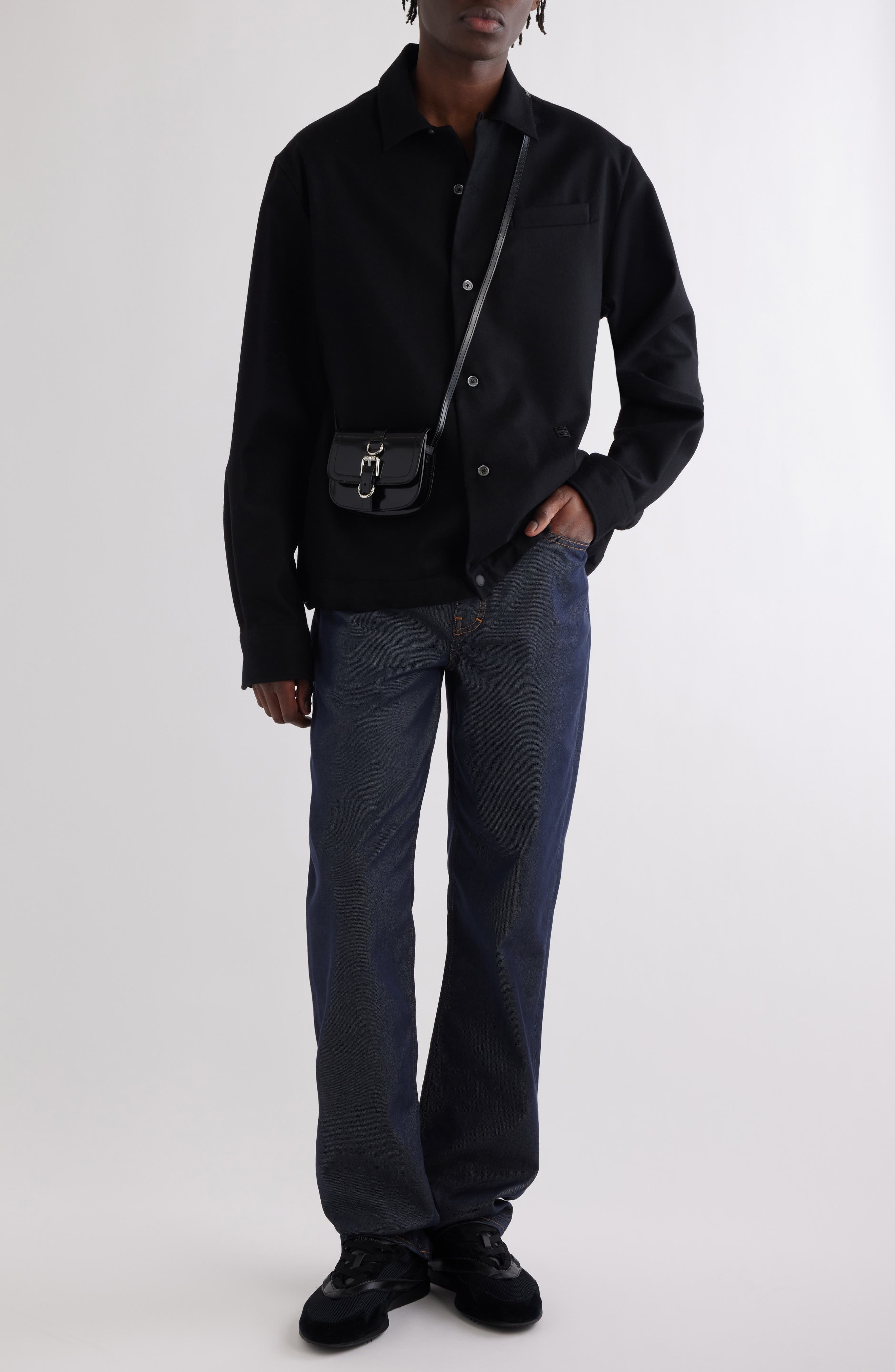 Givenchy 4G Logo Wool Overshirt in Black at Nordstrom - 2