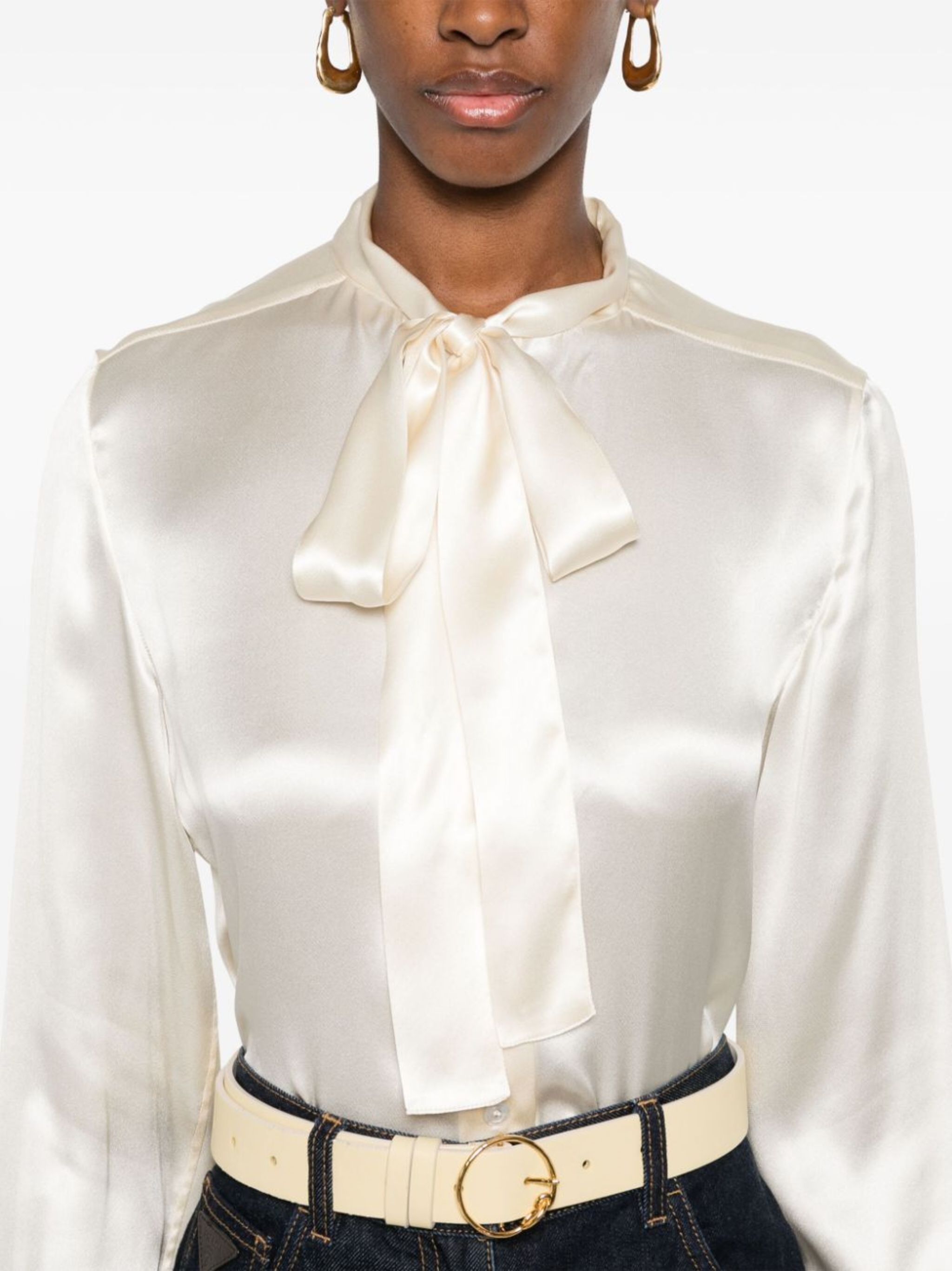 pussy-bow collar silk shirt - 5