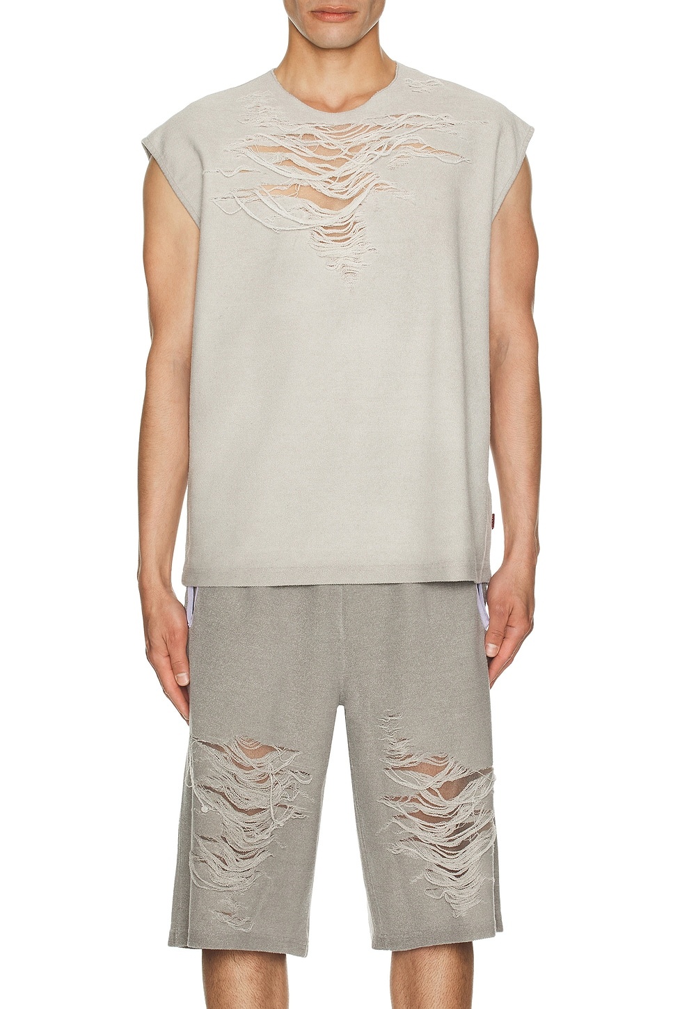 Sleeveless Distressed Sweater - 3
