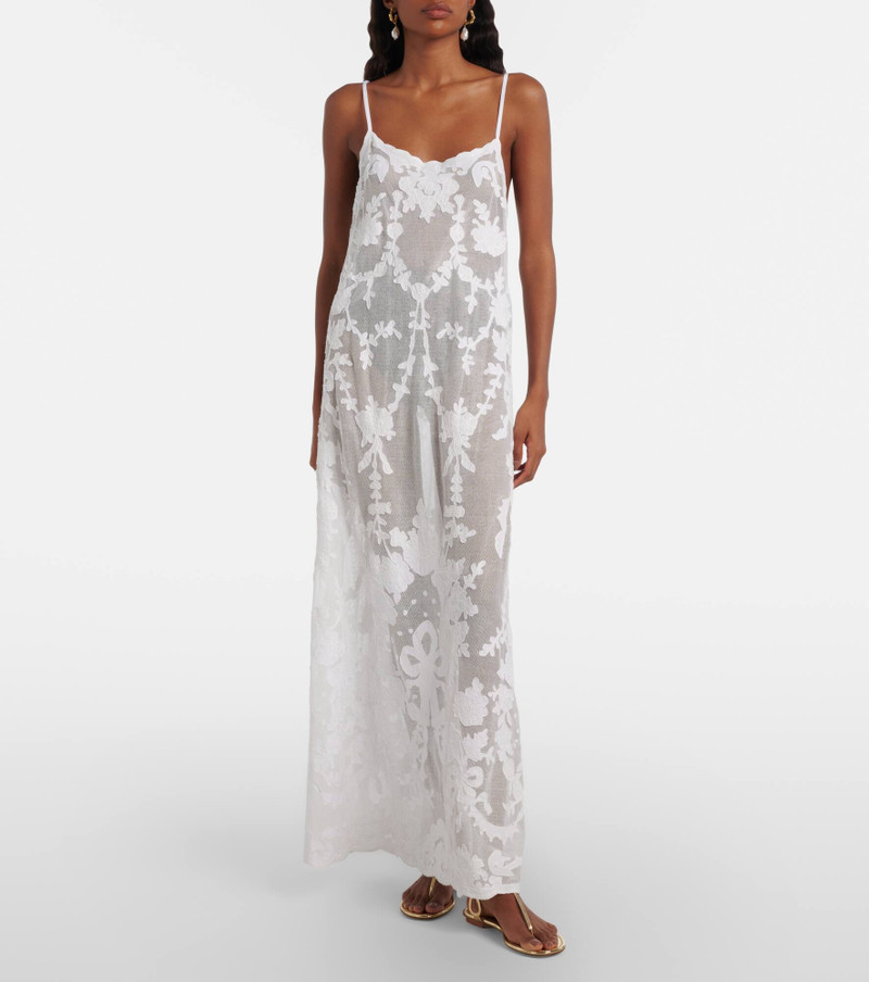 juliet dunn Embroidered semi-sheer cotton maxi dress outlook