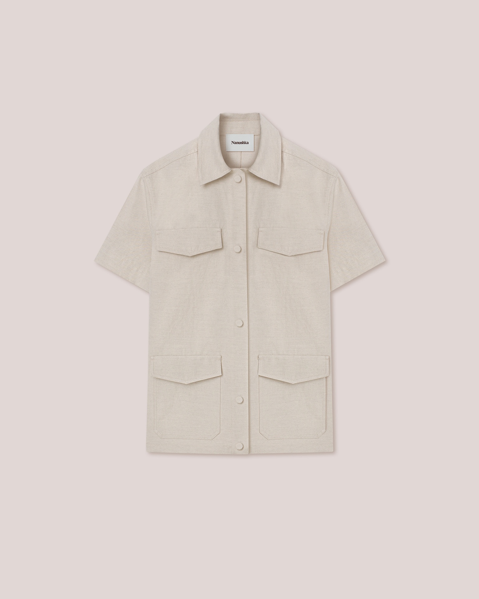 ZOLA - Cotton linen twill short-sleeve shirt - Natural - 1