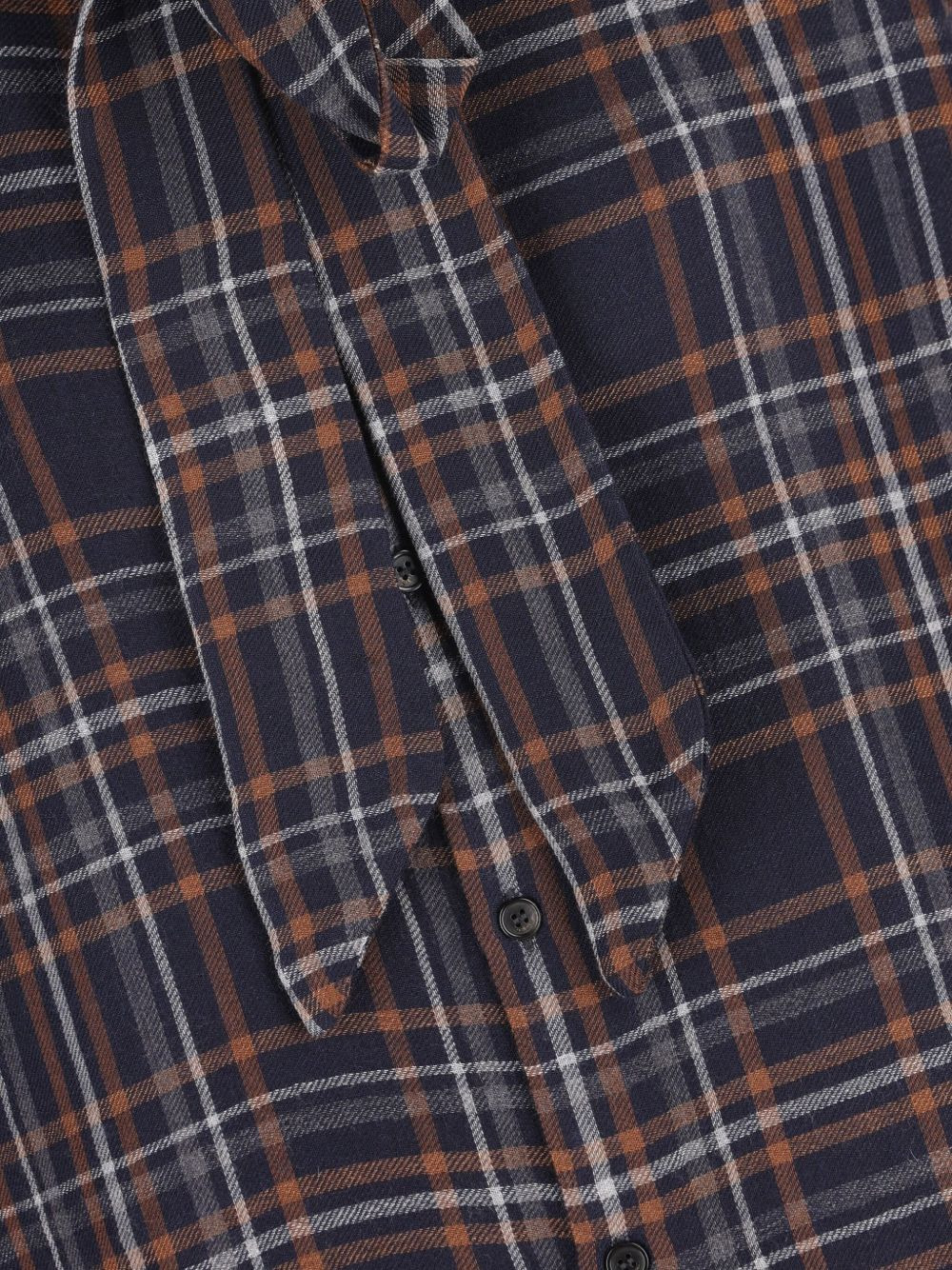 tie-fastening checked shirt - 3