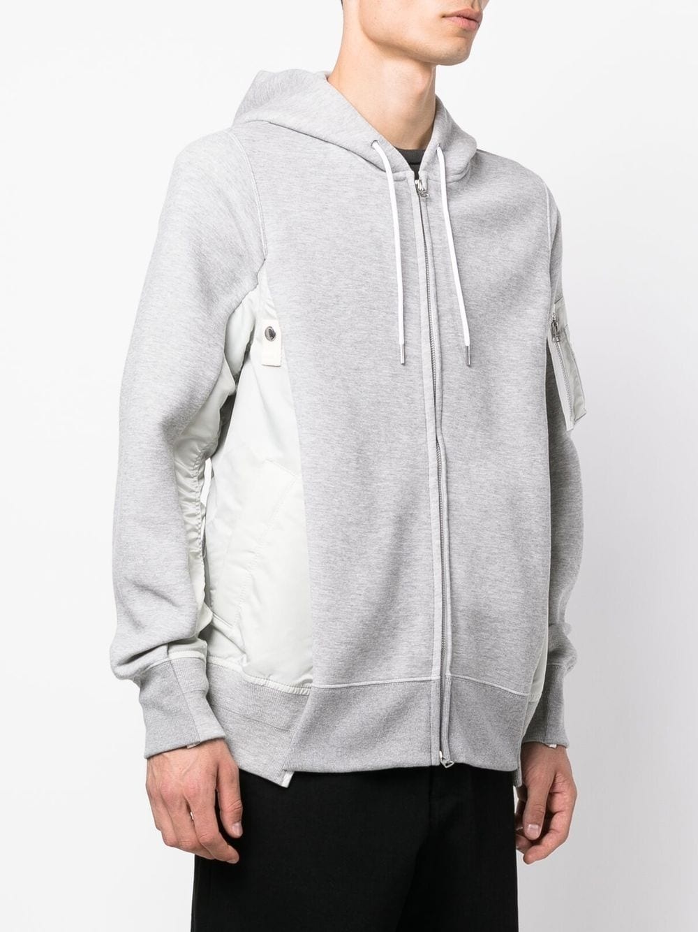 panelled zip-up hoodie - 3