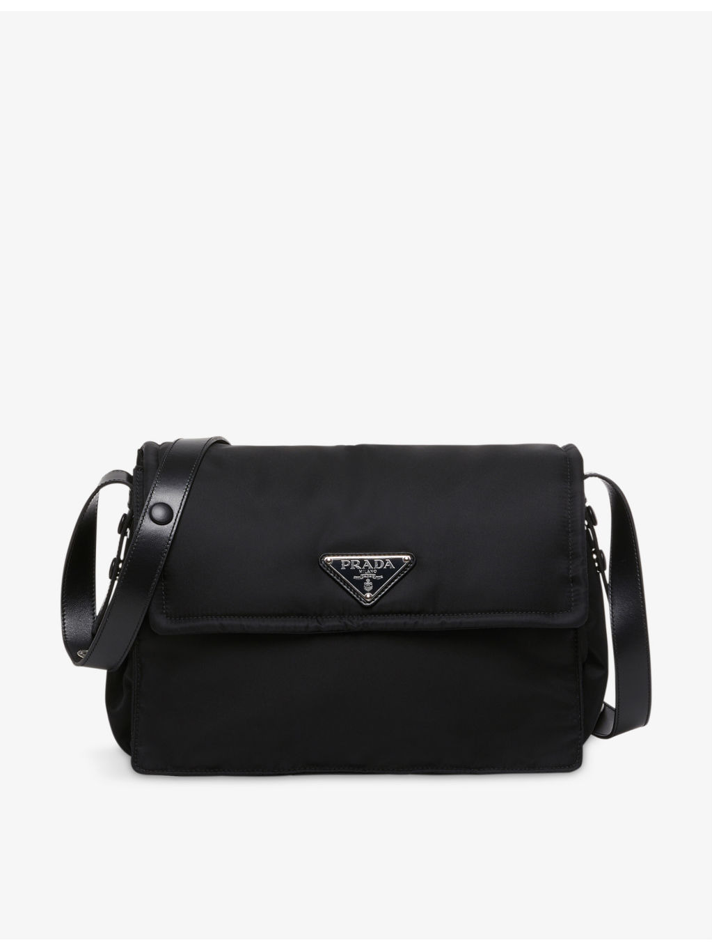 Brand-plaque medium recycled-nylon shoulder bag - 1