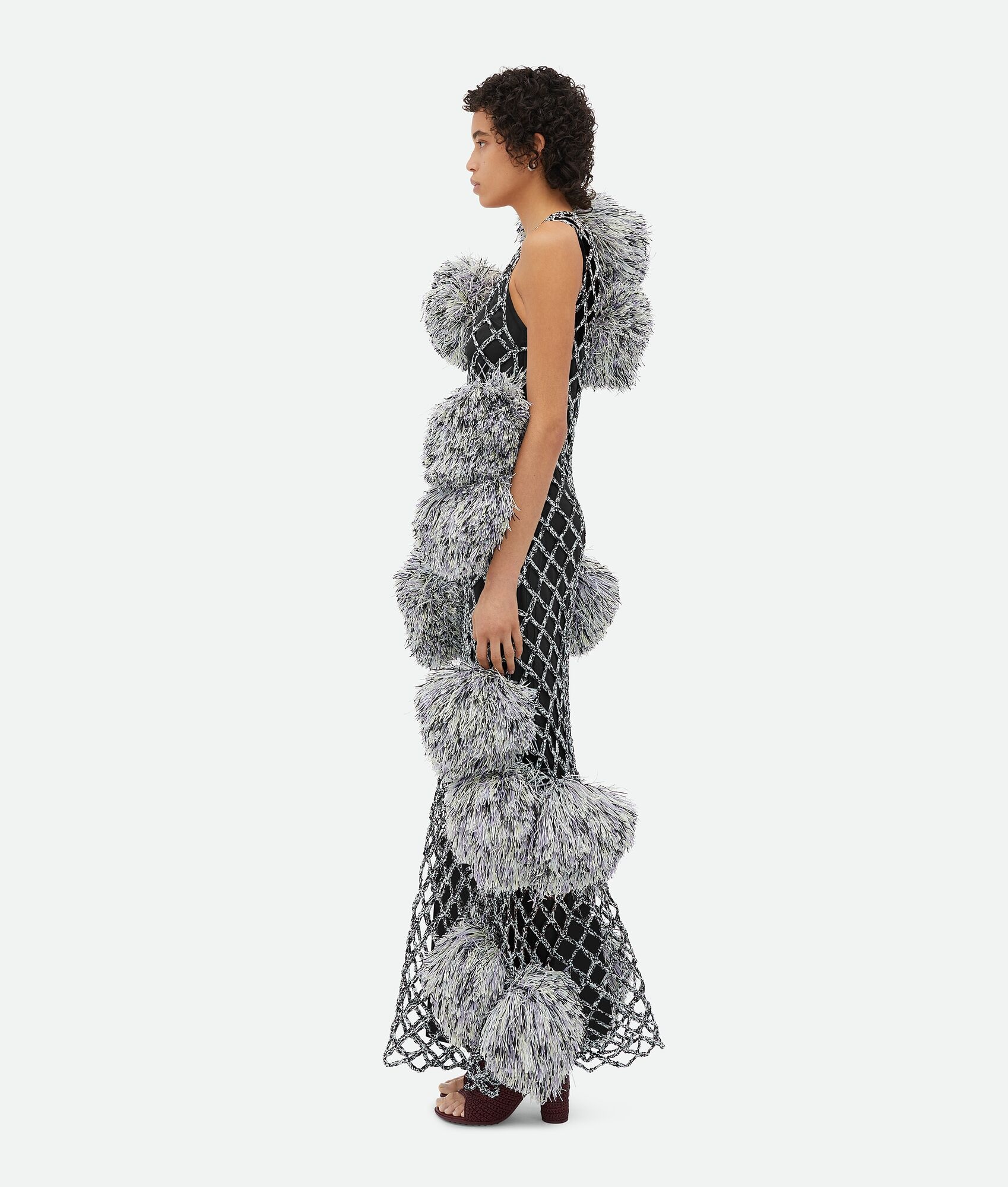 Paper Mesh Crochet Dress With Pompom - 2