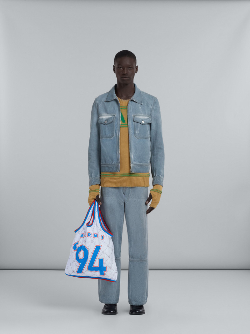 Marni WHITE TANK-TOP SHOPPING BAG WITH MARNIGRAM PRINT outlook