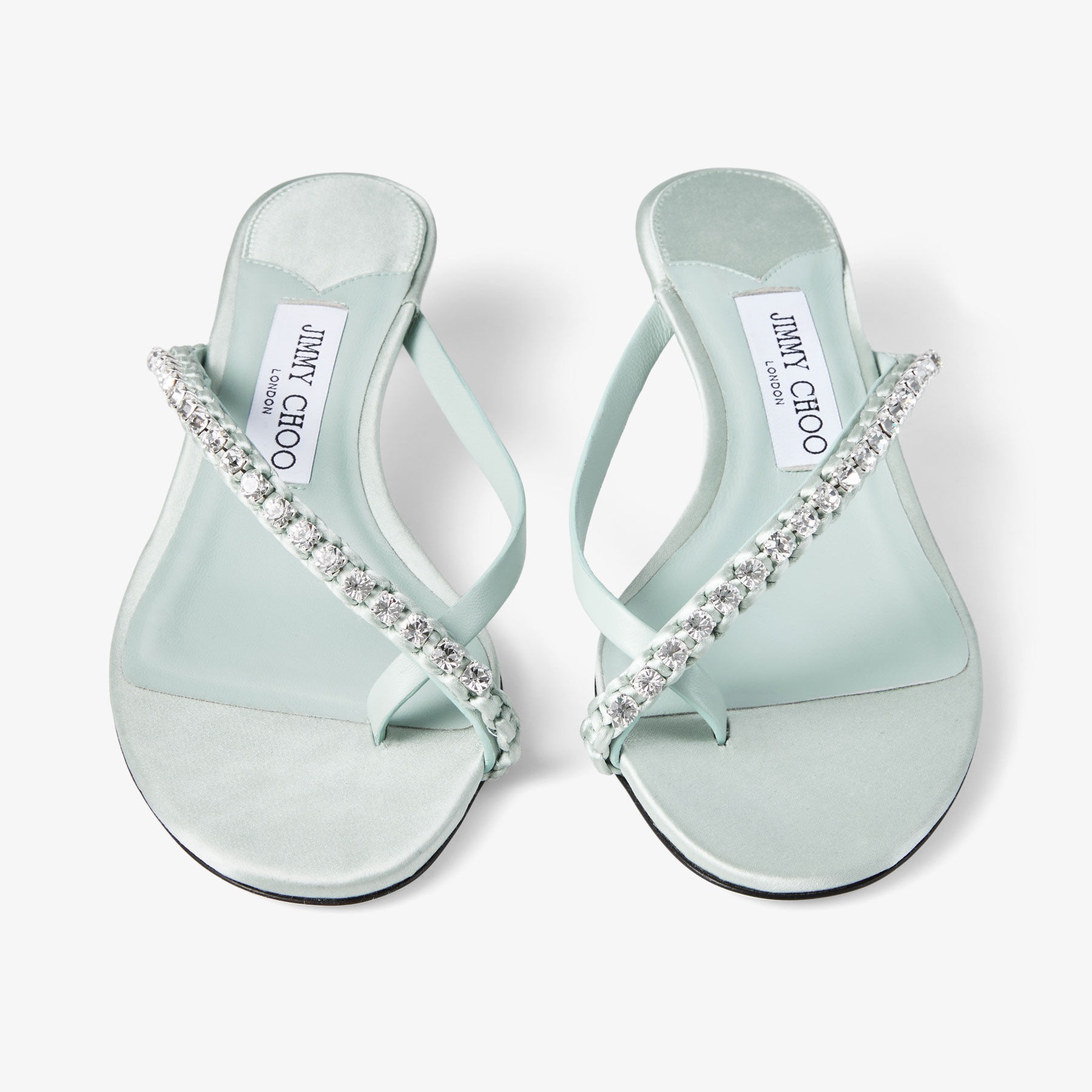 Dila 35
Light Verde Leather Mule Sandal with Woven Satin Crystals - 3