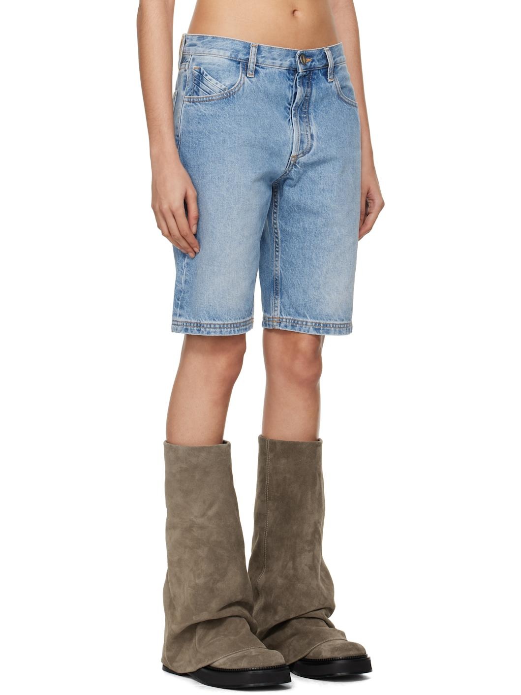 Blue Washed Denim Shorts - 2