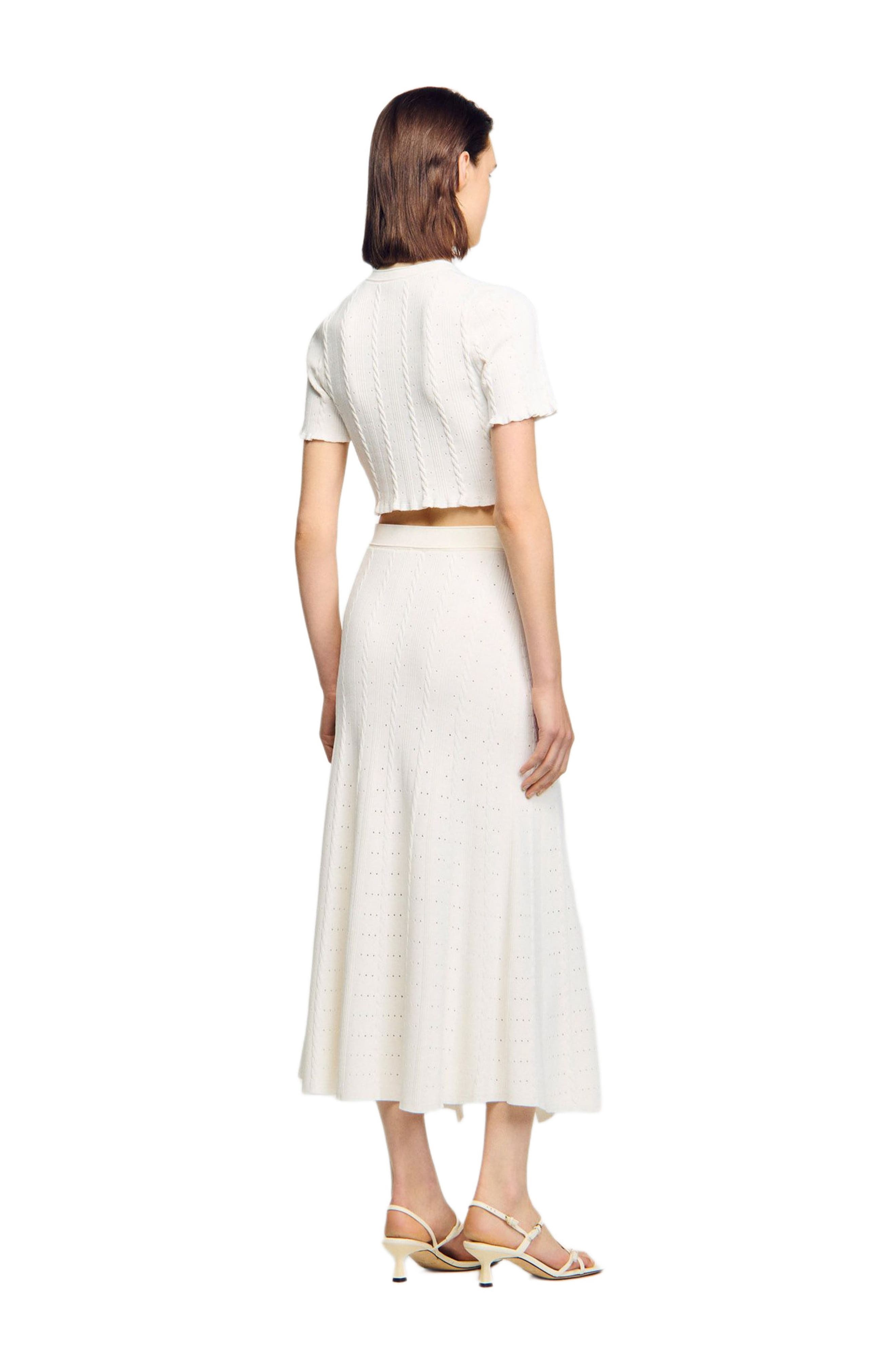 SANDRO Pointelle knit midi skirt in Ecru at Nordstrom - 2