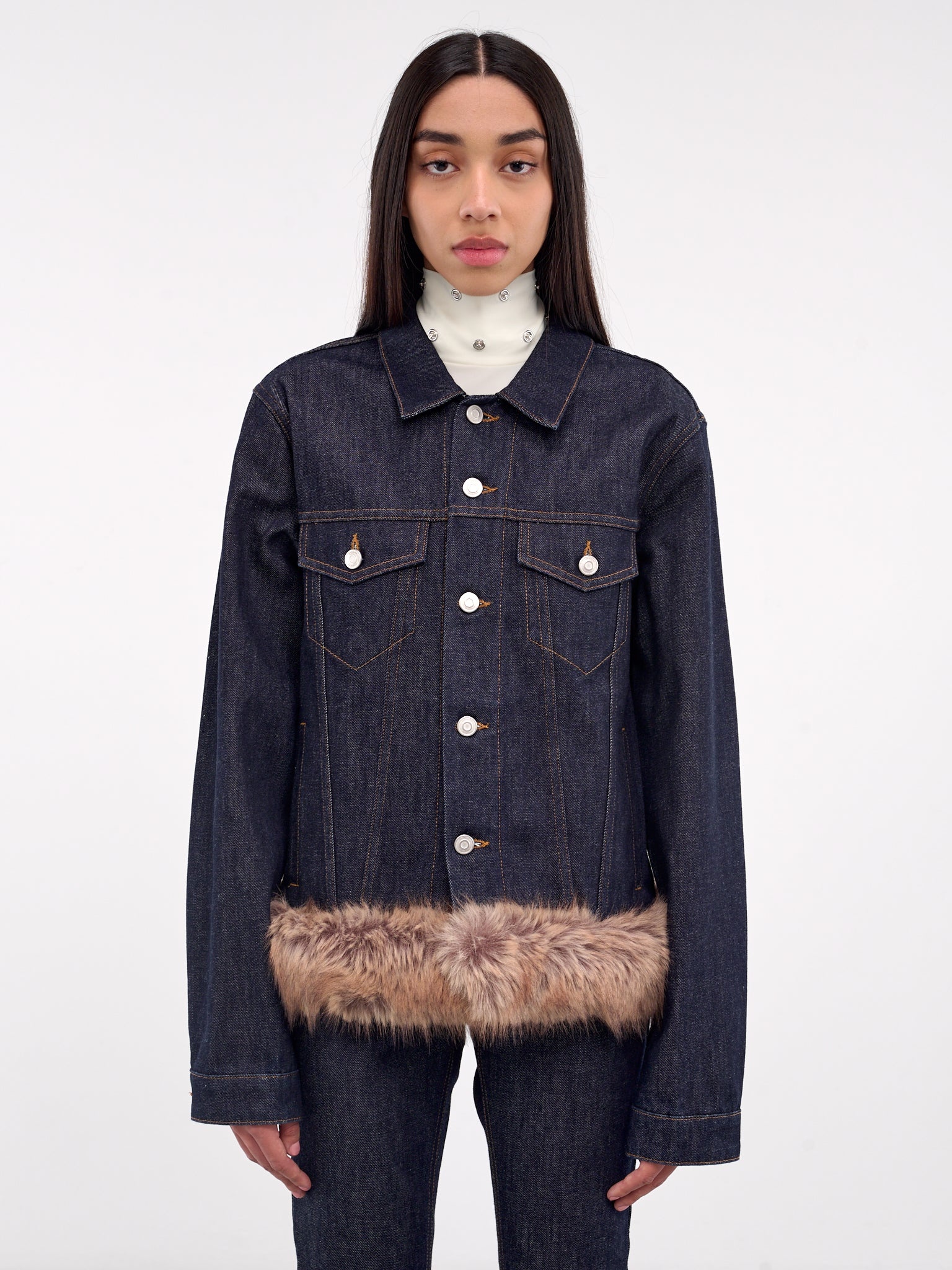 Faux Fur Denim Jacket - 1