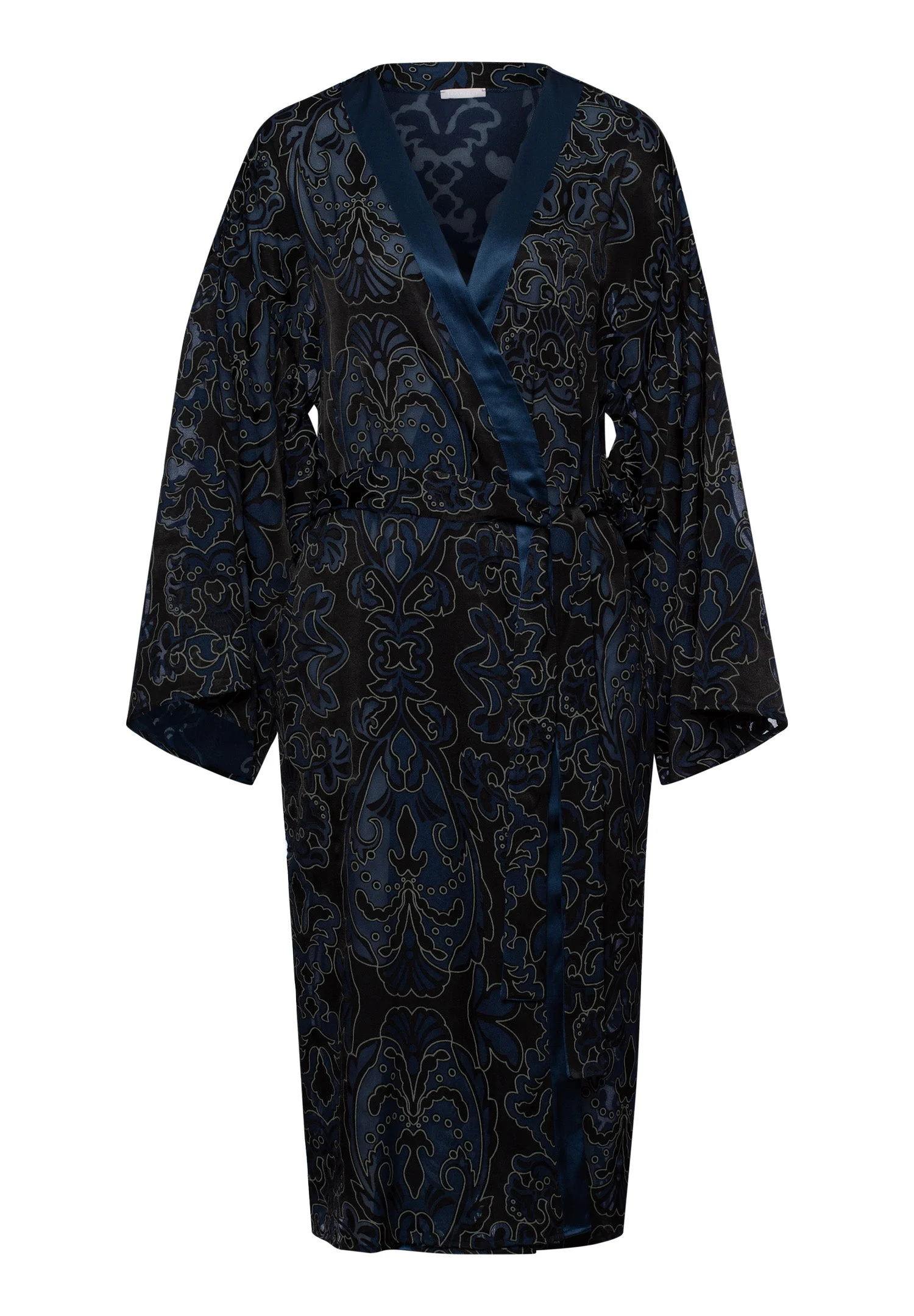 Marlene Satin Trim Sheer Damask Kimono - 1