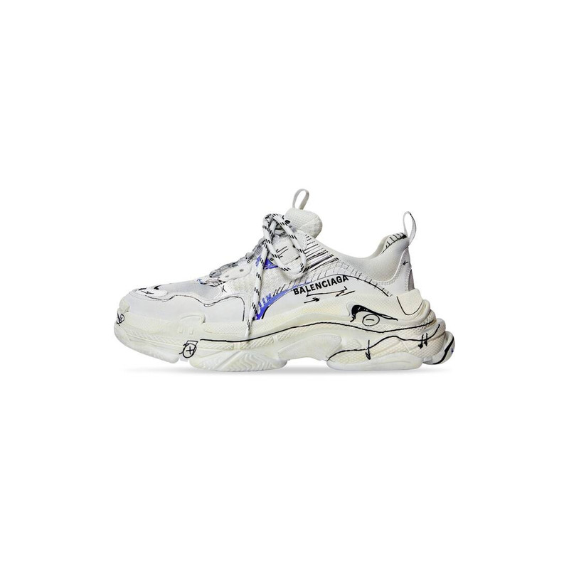 BALENCIAGA Men's Triple S Sketch Sneaker   in White outlook