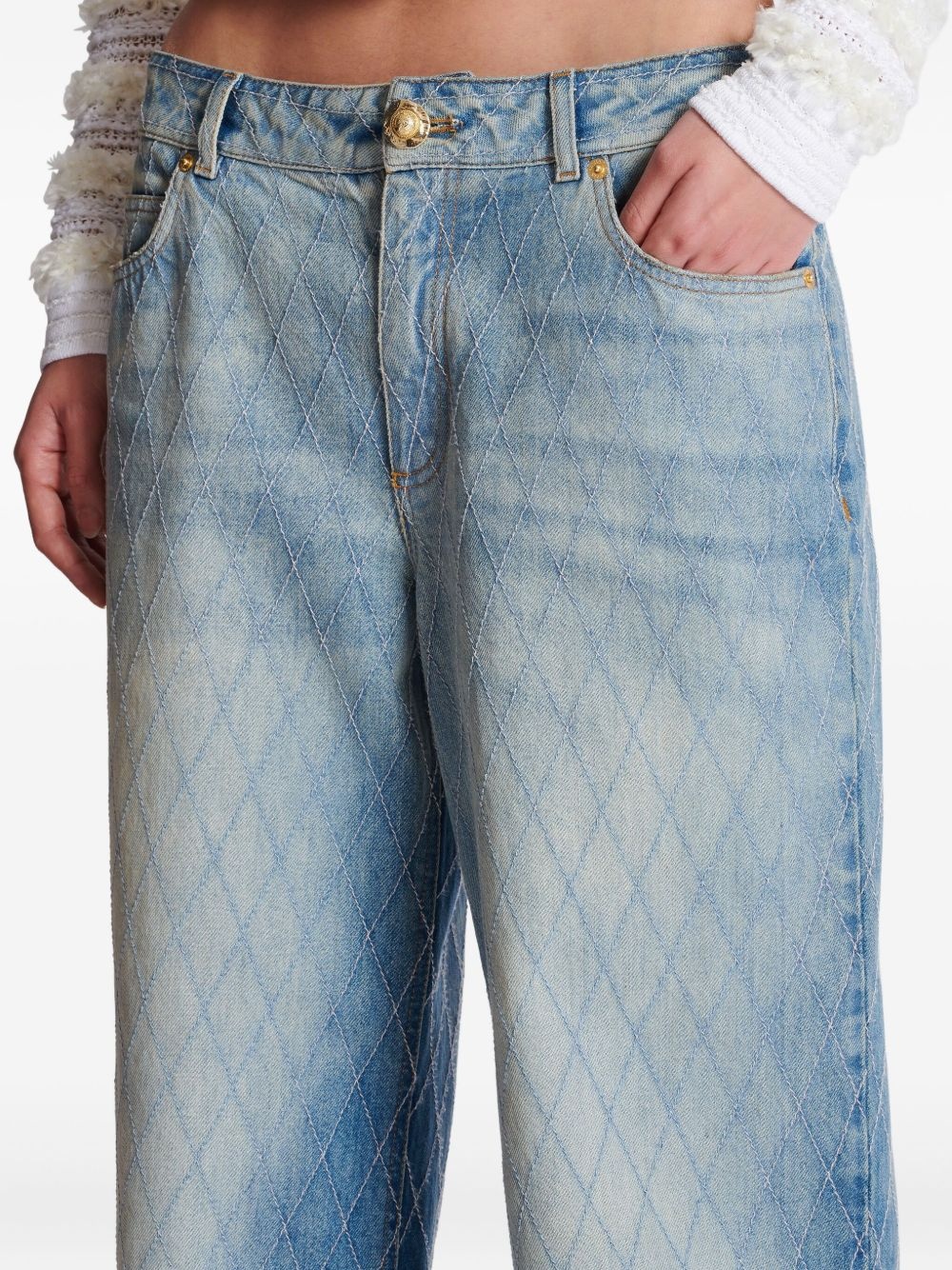 diamond-stitched jeans - 6
