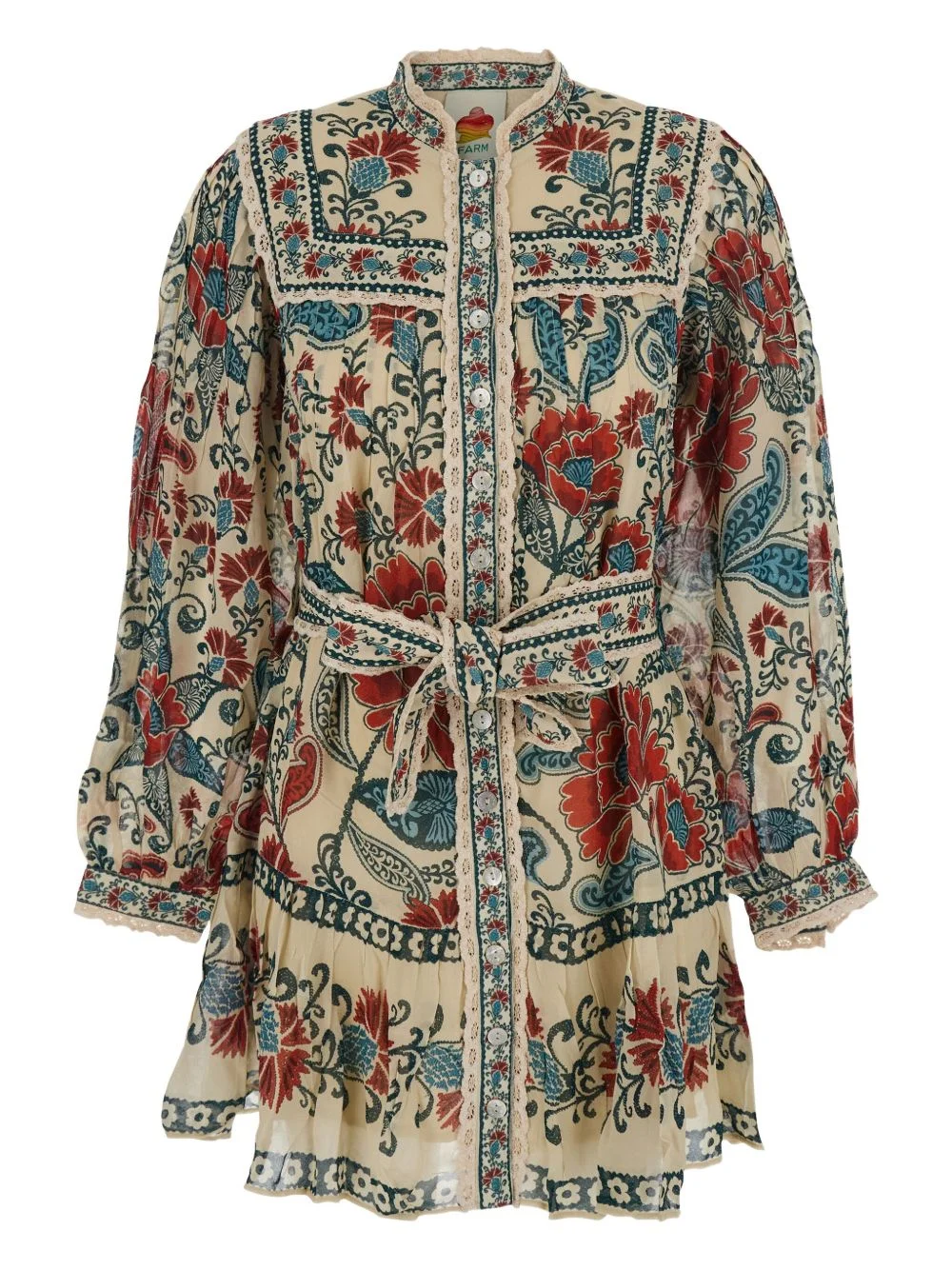 print-floral button mini dress - 1