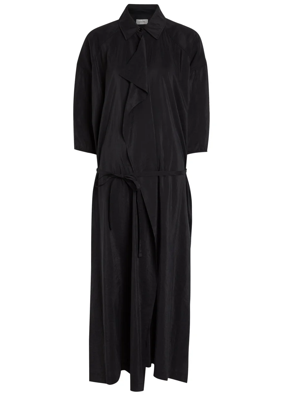 Lemaire Belted Brushed Silk-blend Midi Shirt Dress - 1