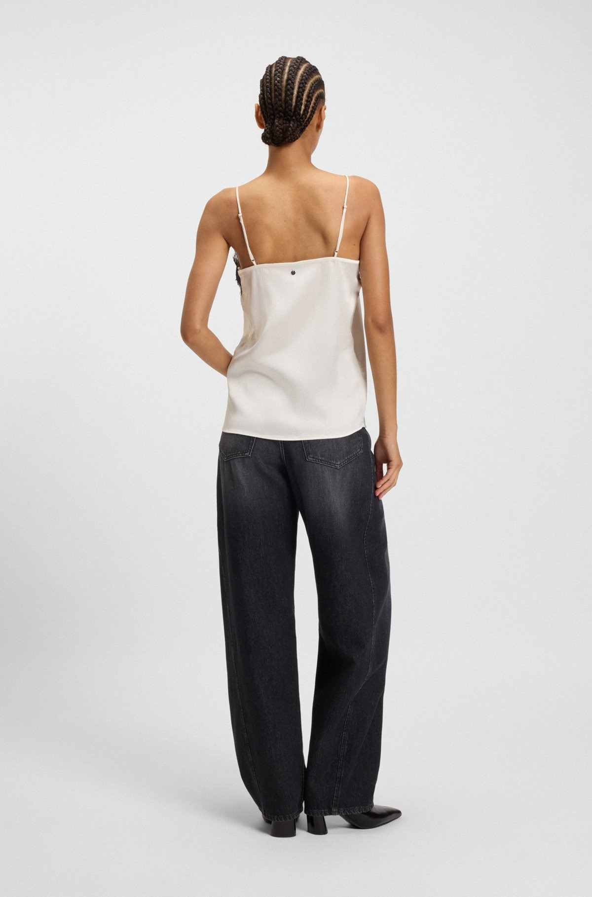 SATIN CAMISOLE WITH LACE DETAILS - 5