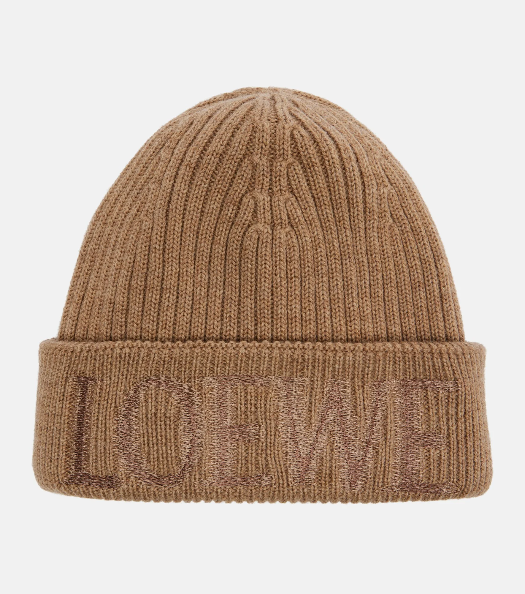 Logo embroidered ribbed-knit wool beanie - 1
