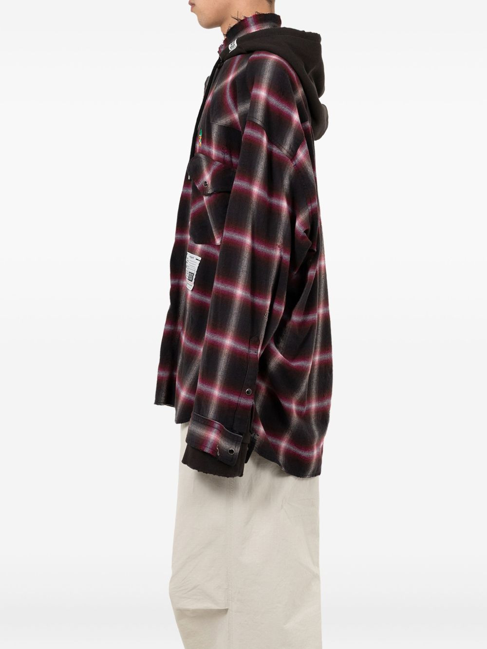 plaid button hoodie - 3