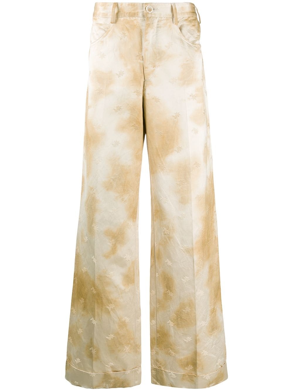 satin turn up cuff trousers - 1