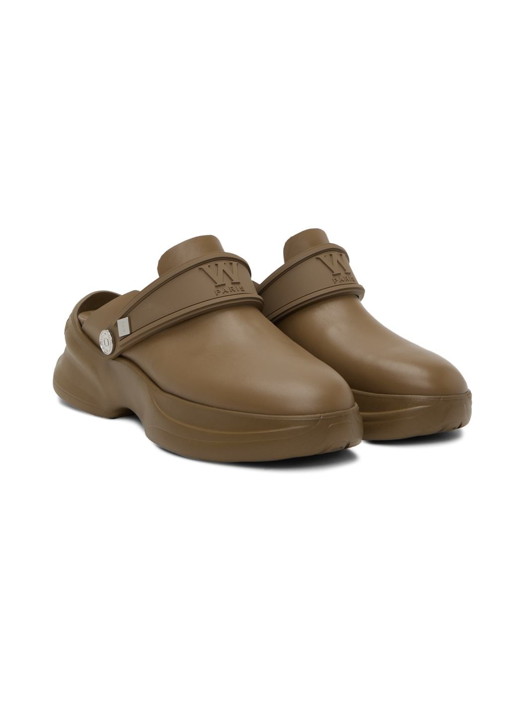 Beige Embossed Clogs - 4