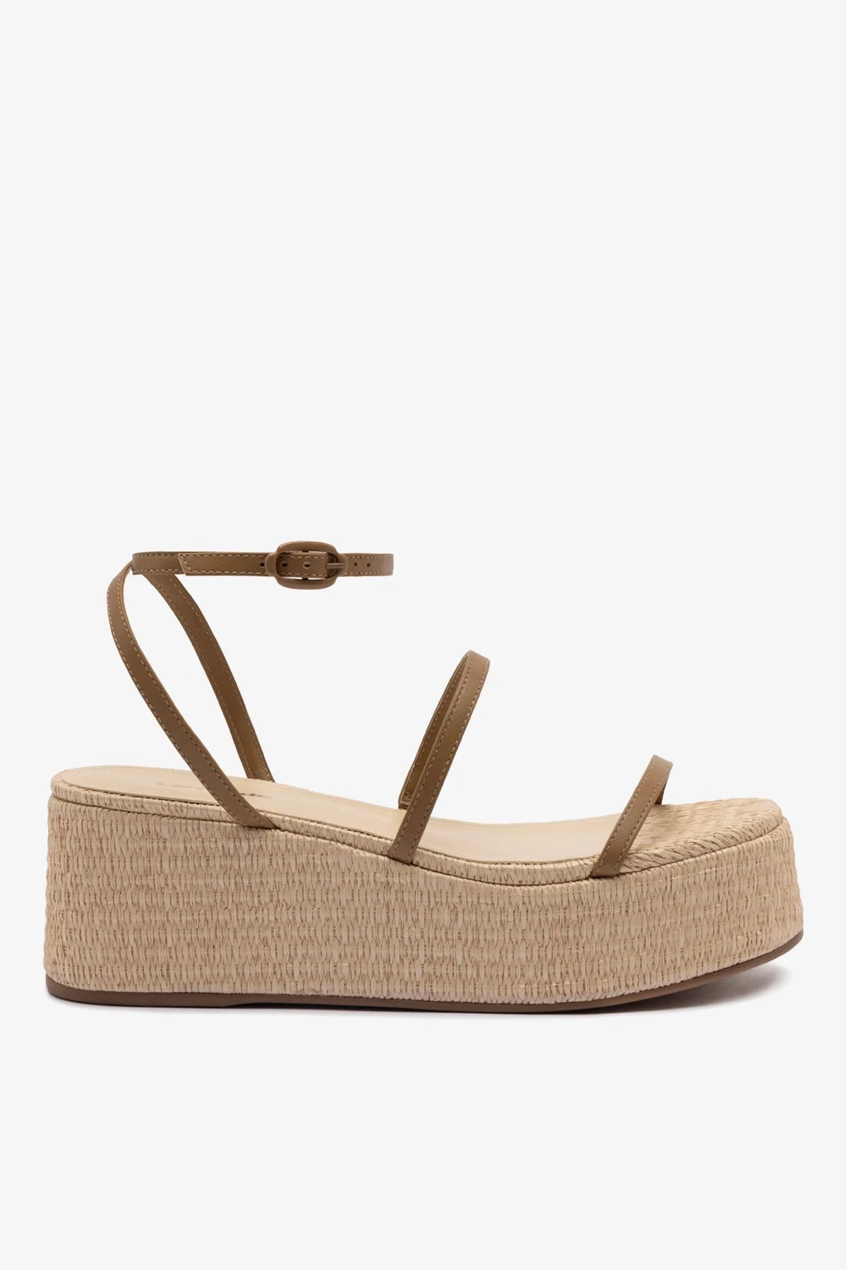 Gio Flatform Sandal In Natural Raffia and Hazelnut Trimming - 1