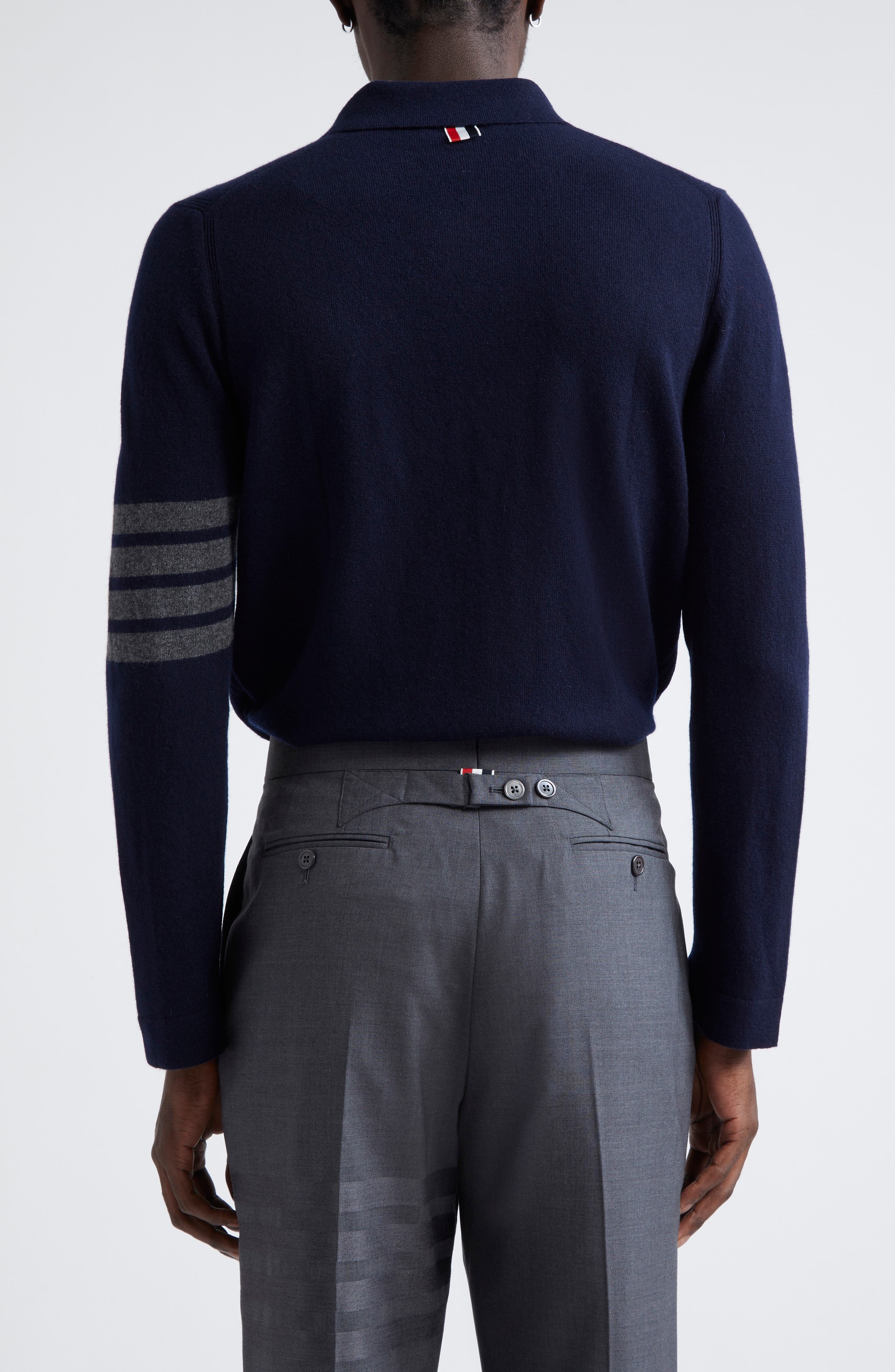 Thom Browne 4-Bar Cashmere Polo Cardigan in Navy at Nordstrom - 2