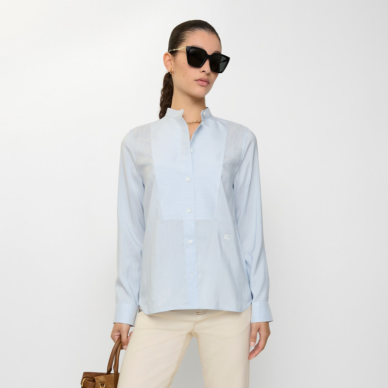 Burberry Relaxed Fit Striped Silk Poplin Shirt outlook