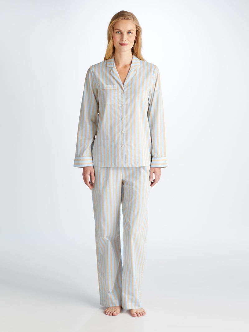 Derek Rose Women's Pajamas Amalfi 20 Cotton Batiste Blue outlook