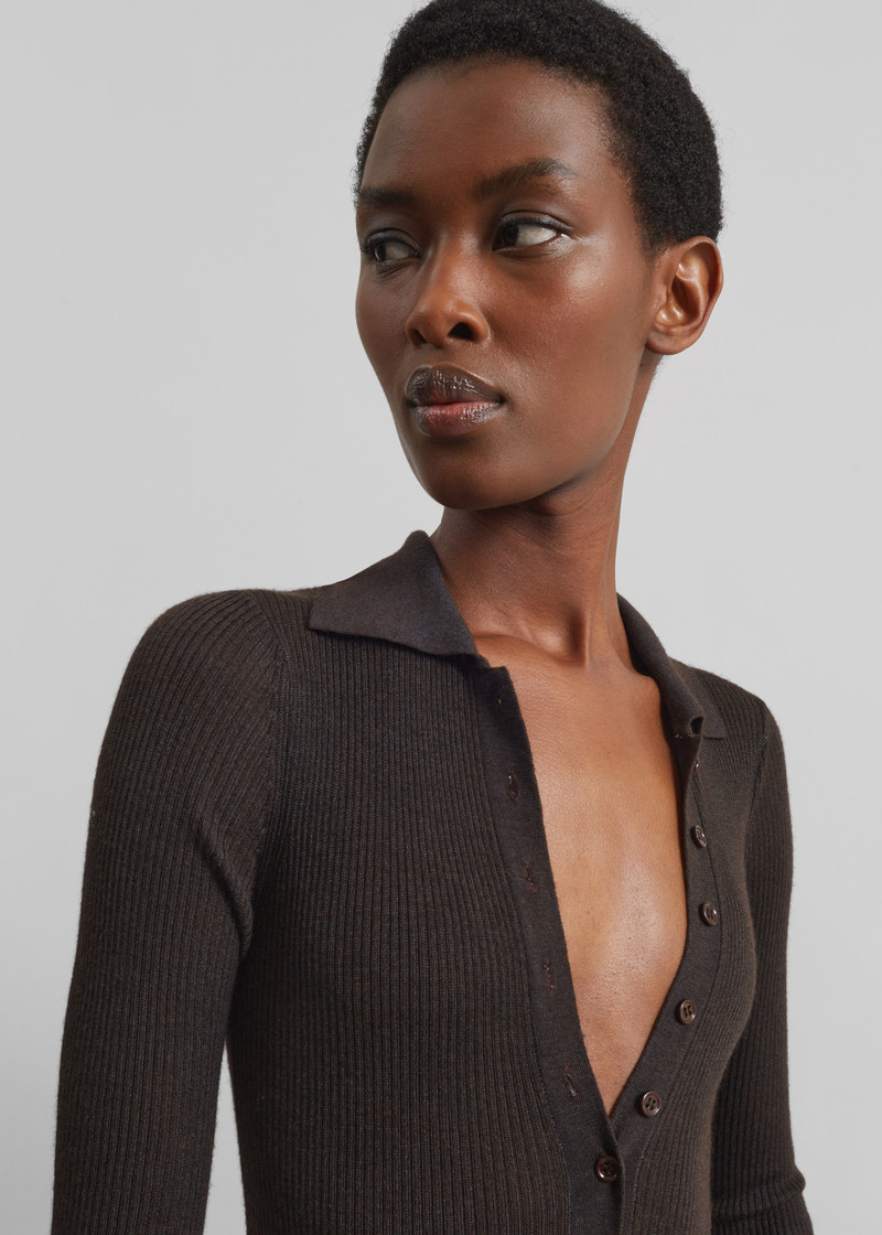 Solana Polo Bodysuit - Brown 4