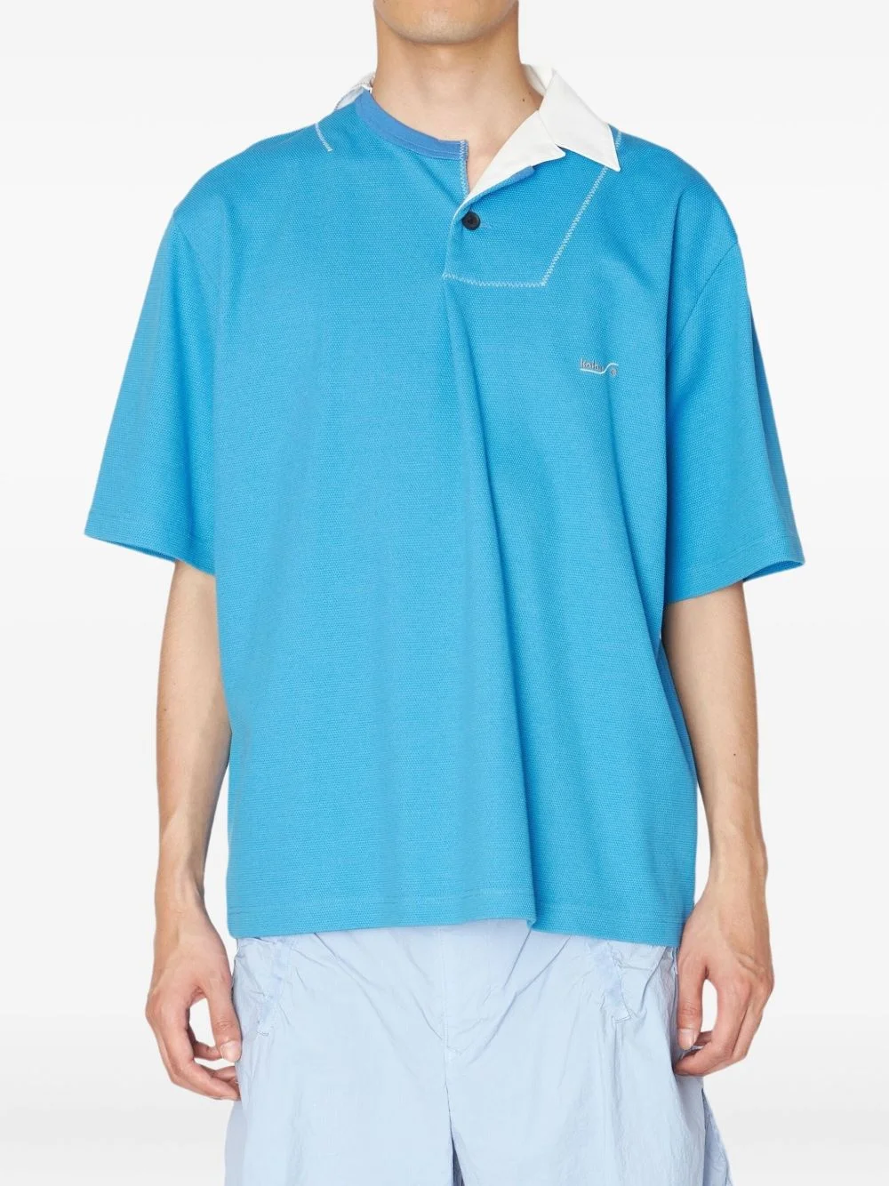 contrast-collar short-sleeve polo shirt - 1