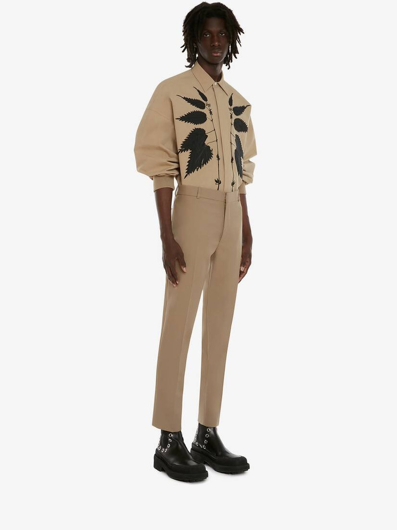 Men's Nettle Embroidery Shirt in Beige 3