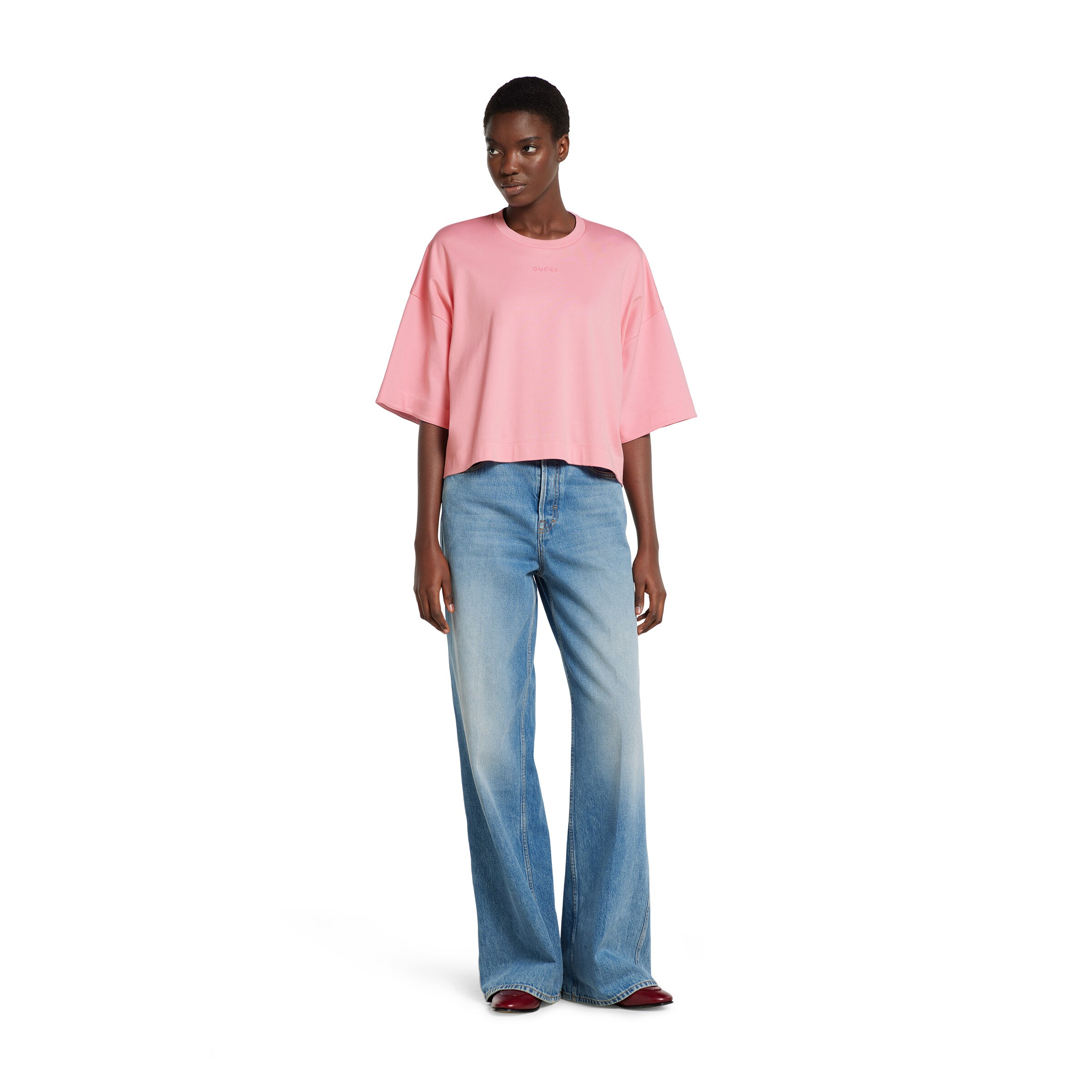 Cotton jersey maxi T-shirt with embroidery - 2