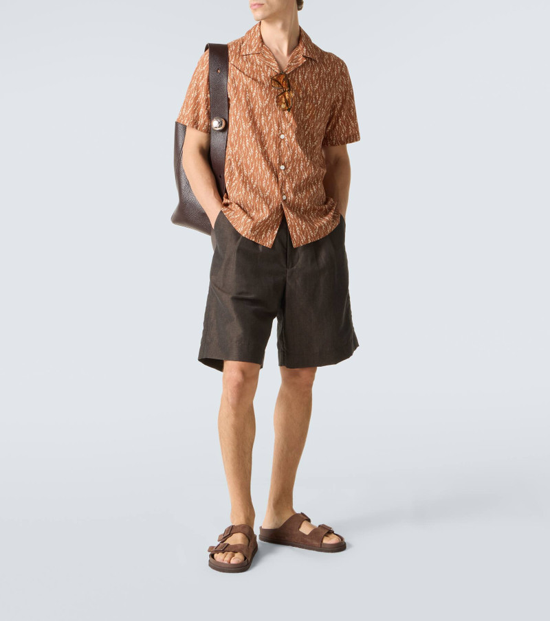 Canali Printed cotton-blend bowling shirt outlook