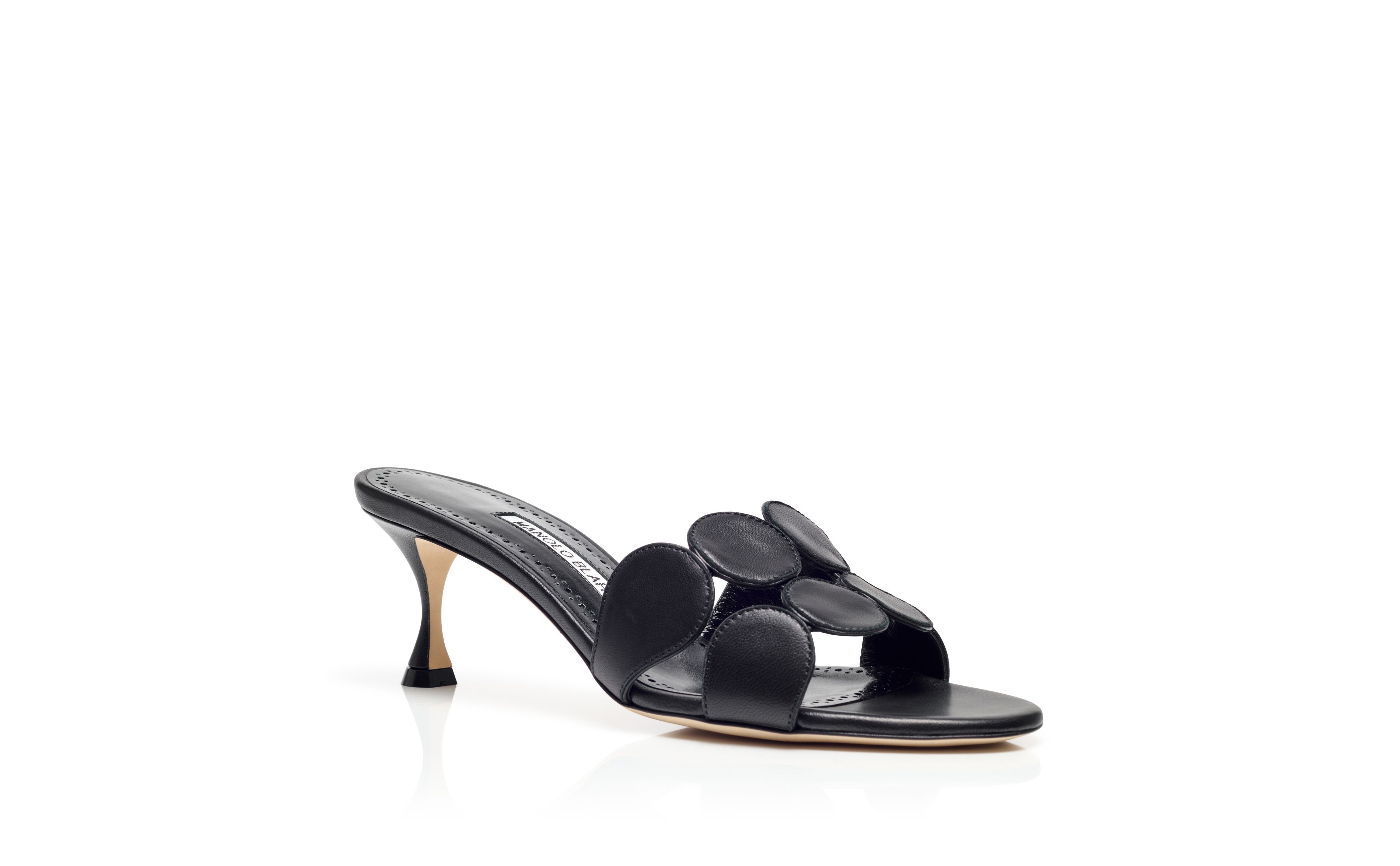 Black Nappa Leather Mules - 3