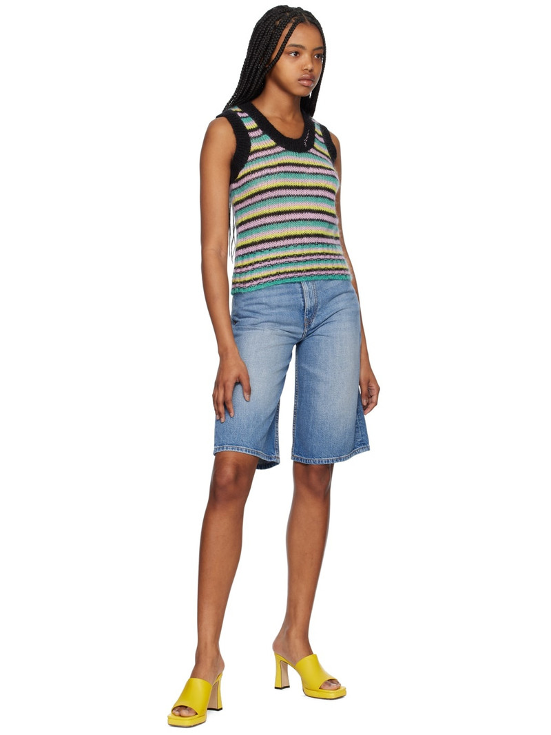 GANNI Blue Five-Pocket Denim Shorts outlook