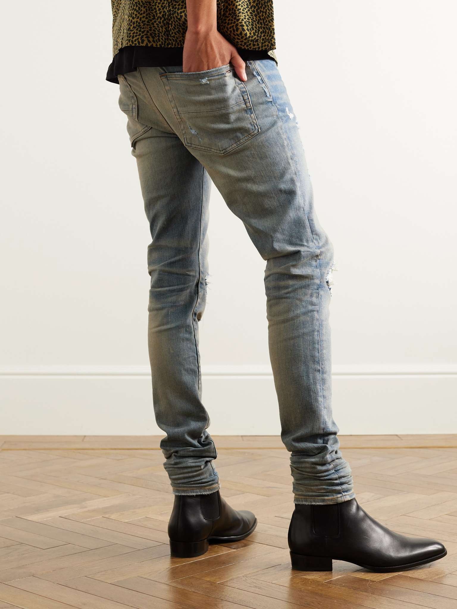 MX1 Skinny-Fit Ultrasuede®-Panelled Distressed Jeans - 4